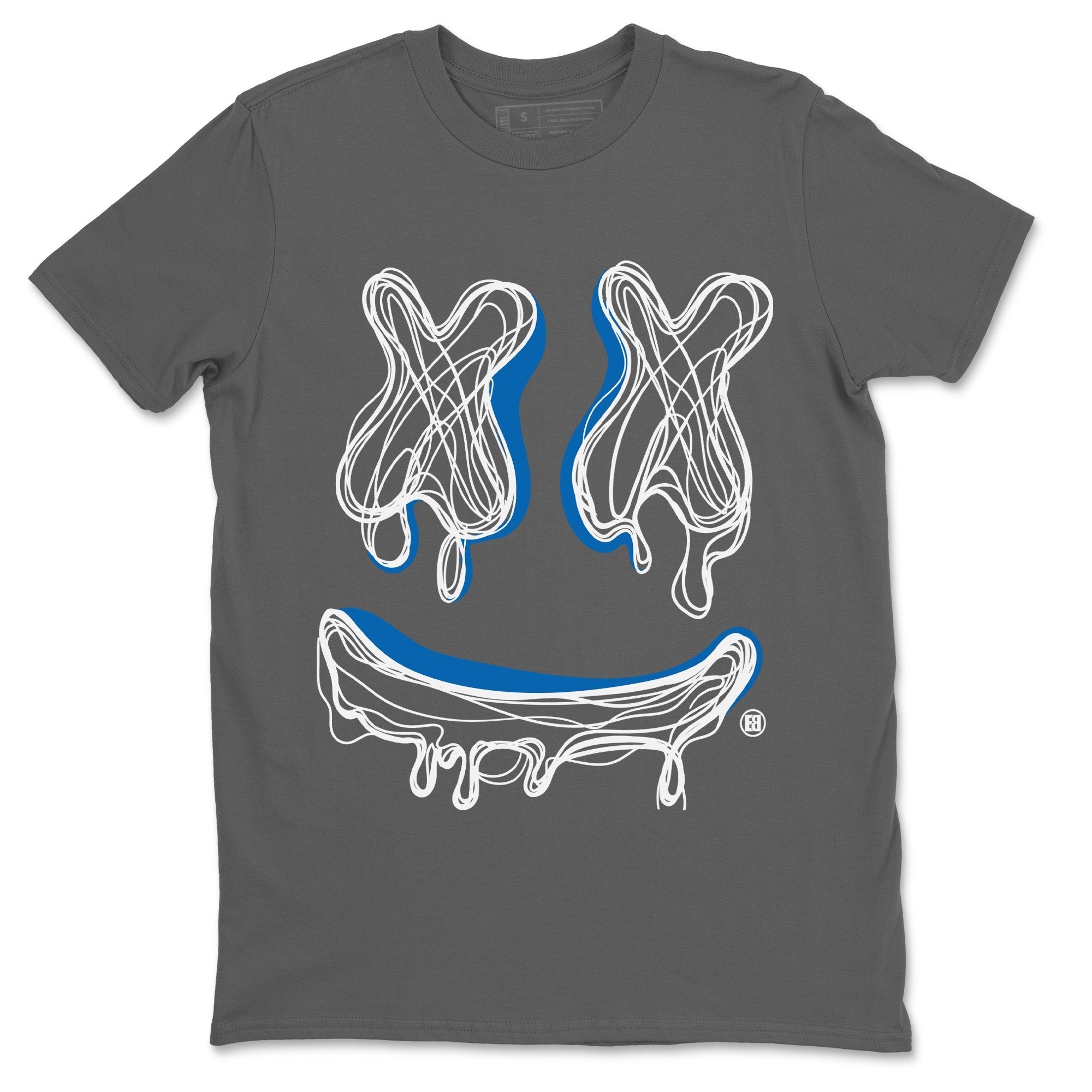 Jordan 1 True Blue Sneaker Matching T-Shirt Smiley Doodle Sneaker Tees Jordan 1 True Blue Sneaker Release Tees Crew Neck Tees