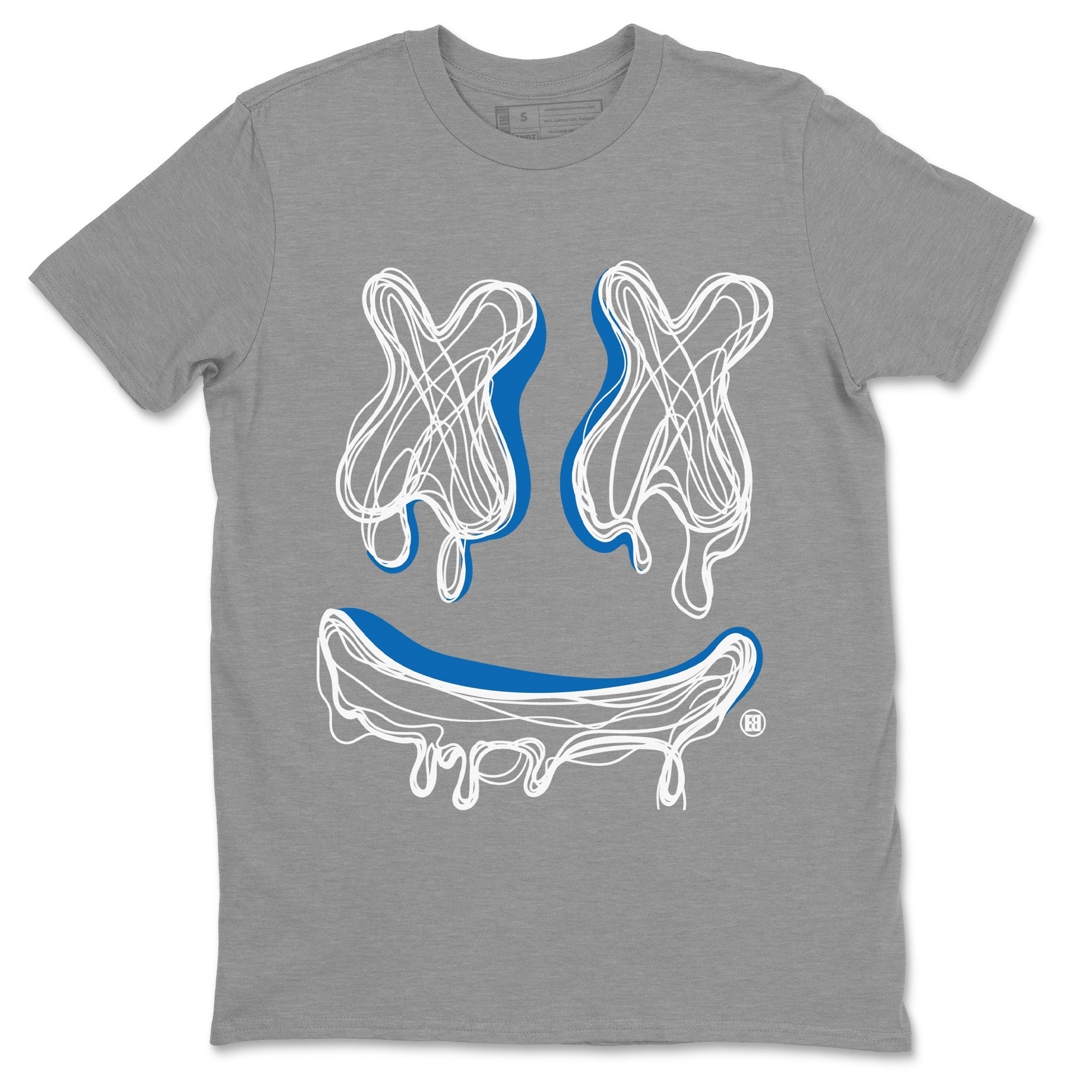 Jordan 1 True Blue Sneaker Matching T-Shirt Smiley Doodle Sneaker Tees Jordan 1 True Blue Sneaker Release Tees Crew Neck Tees