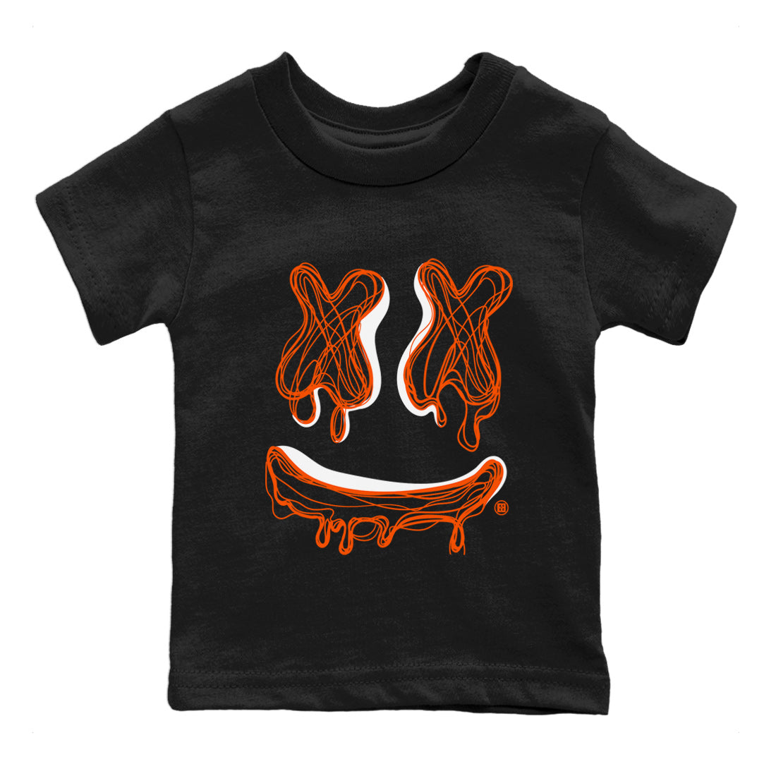 Air Jordan 12 Brilliant Orange Smiley Doodle Baby and Kids Streetwear Sneaker Shirt Air Jordan 12 Brilliant Orange Kids Streetwear Sneaker Shirt Washing and Care Tip