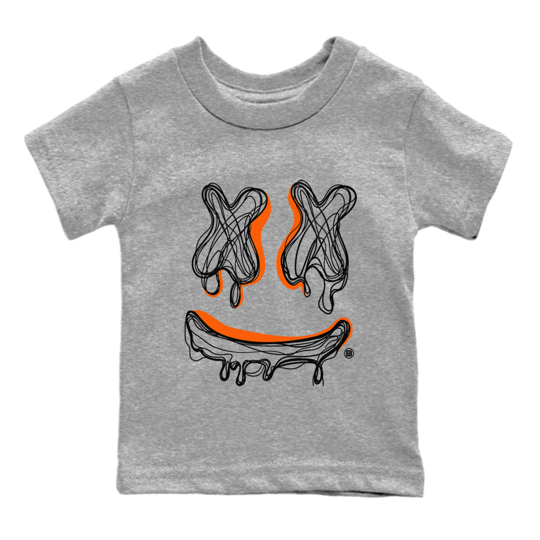Air Jordan 12 Brilliant Orange Sneaker Match Tees Smiley Doodle Streetwear Sneaker Shirt 12s Brilliant Orange Shirts Kids Shirts Heather Grey 2