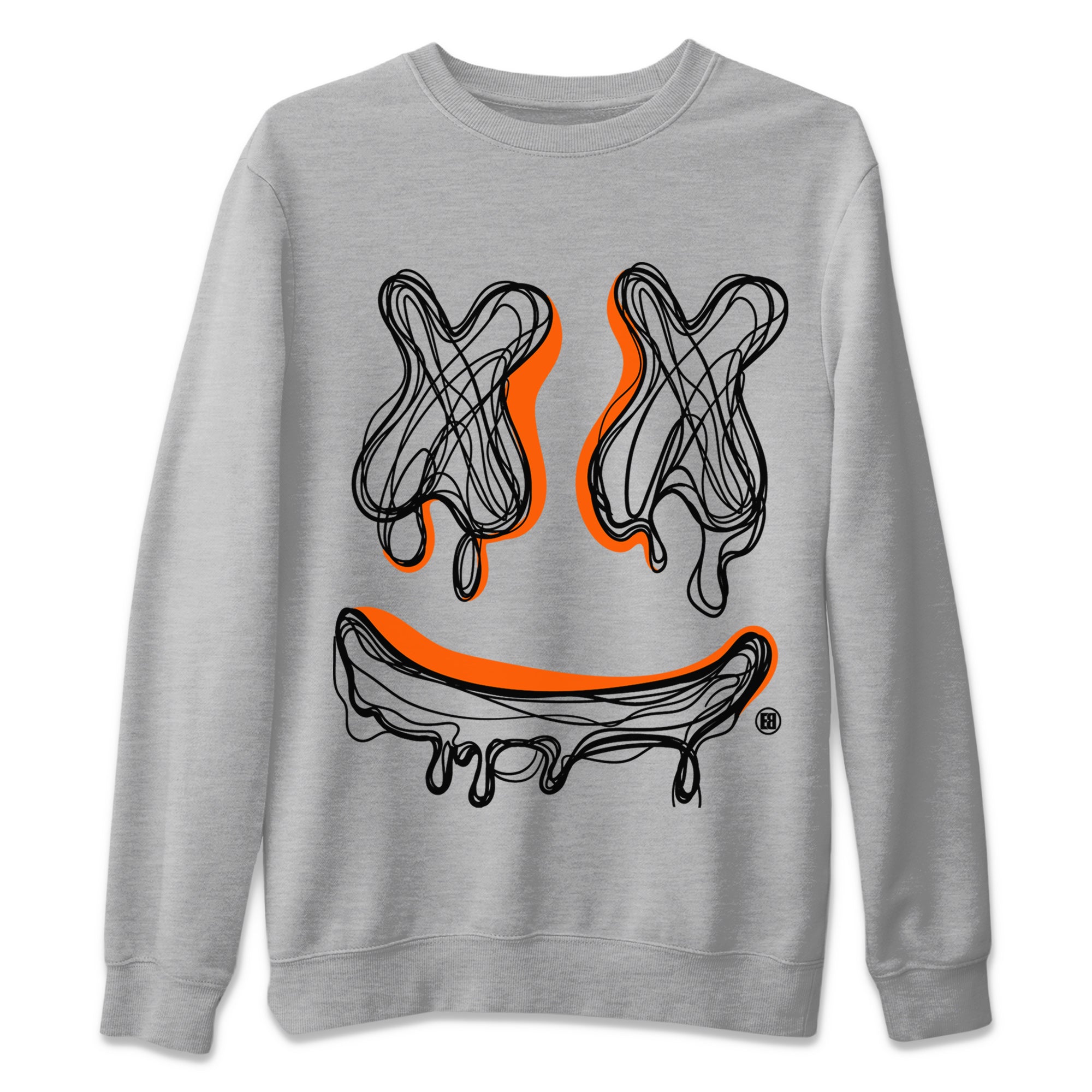 Air Jordan 12 Brilliant Orange Sneaker Match Tees Smiley Doodle Streetwear Sneaker Shirt 12s Brilliant Orange Shirts Unisex Shirts Heather Grey 2