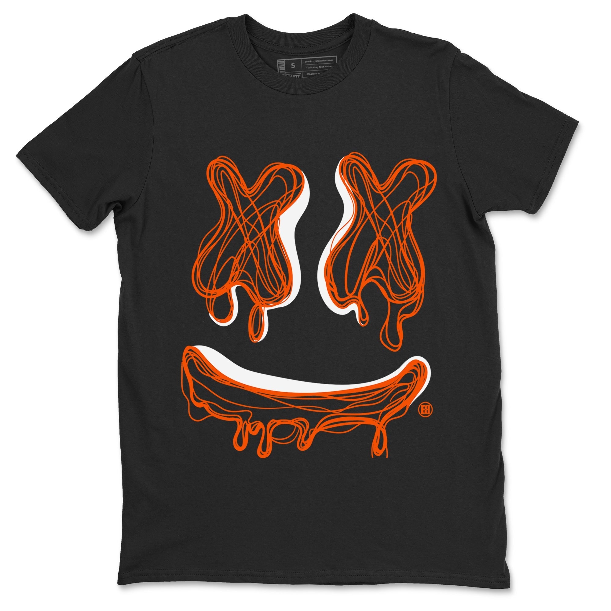 Air Jordan 12 Brilliant Orange Sneaker Match Tees Smiley Doodle Streetwear Sneaker Shirt 12s Brilliant Orange Shirts Unisex Shirts Black 2