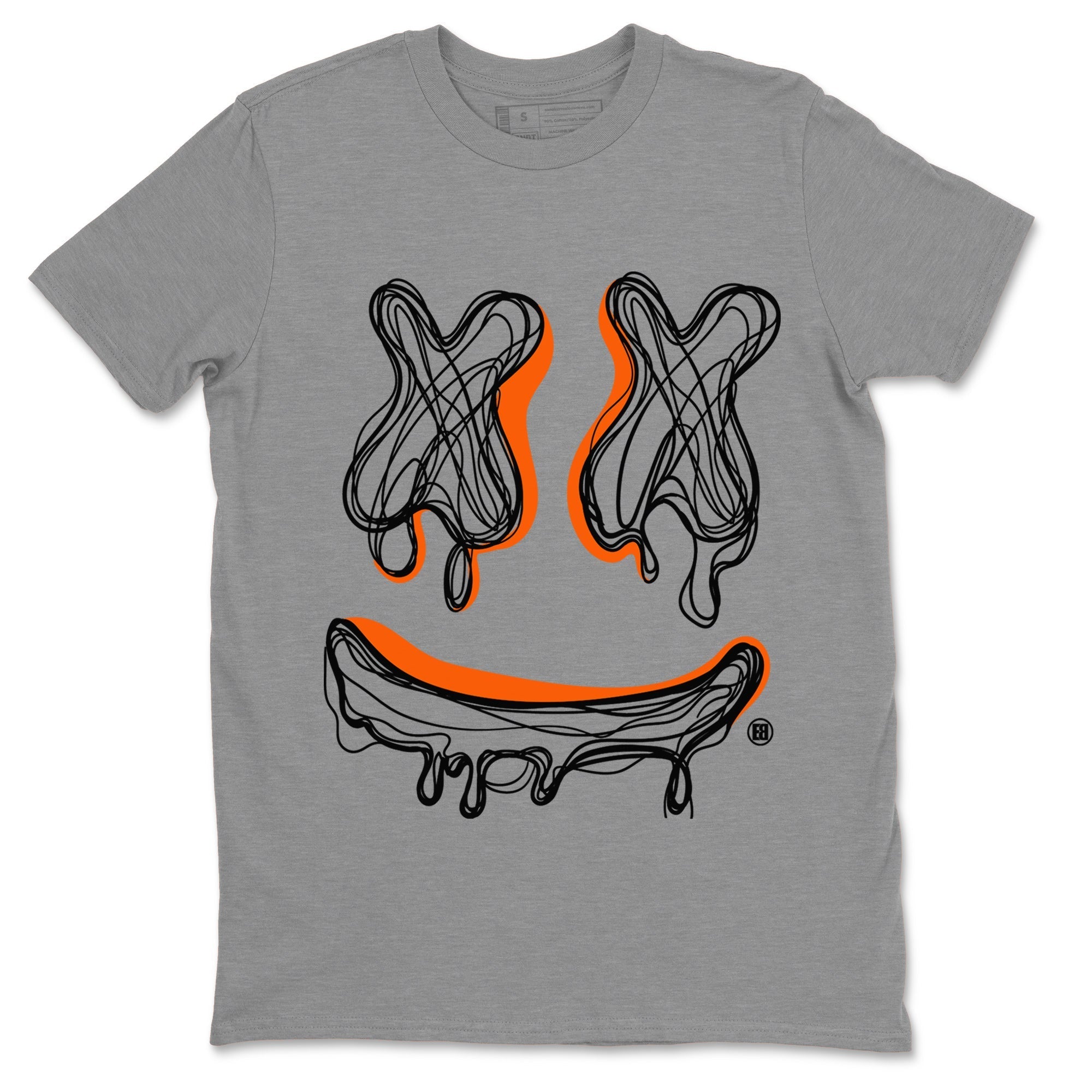 Air Jordan 12 Brilliant Orange Sneaker Match Tees Smiley Doodle Streetwear Sneaker Shirt 12s Brilliant Orange Shirts Unisex Shirts Heather Grey 2