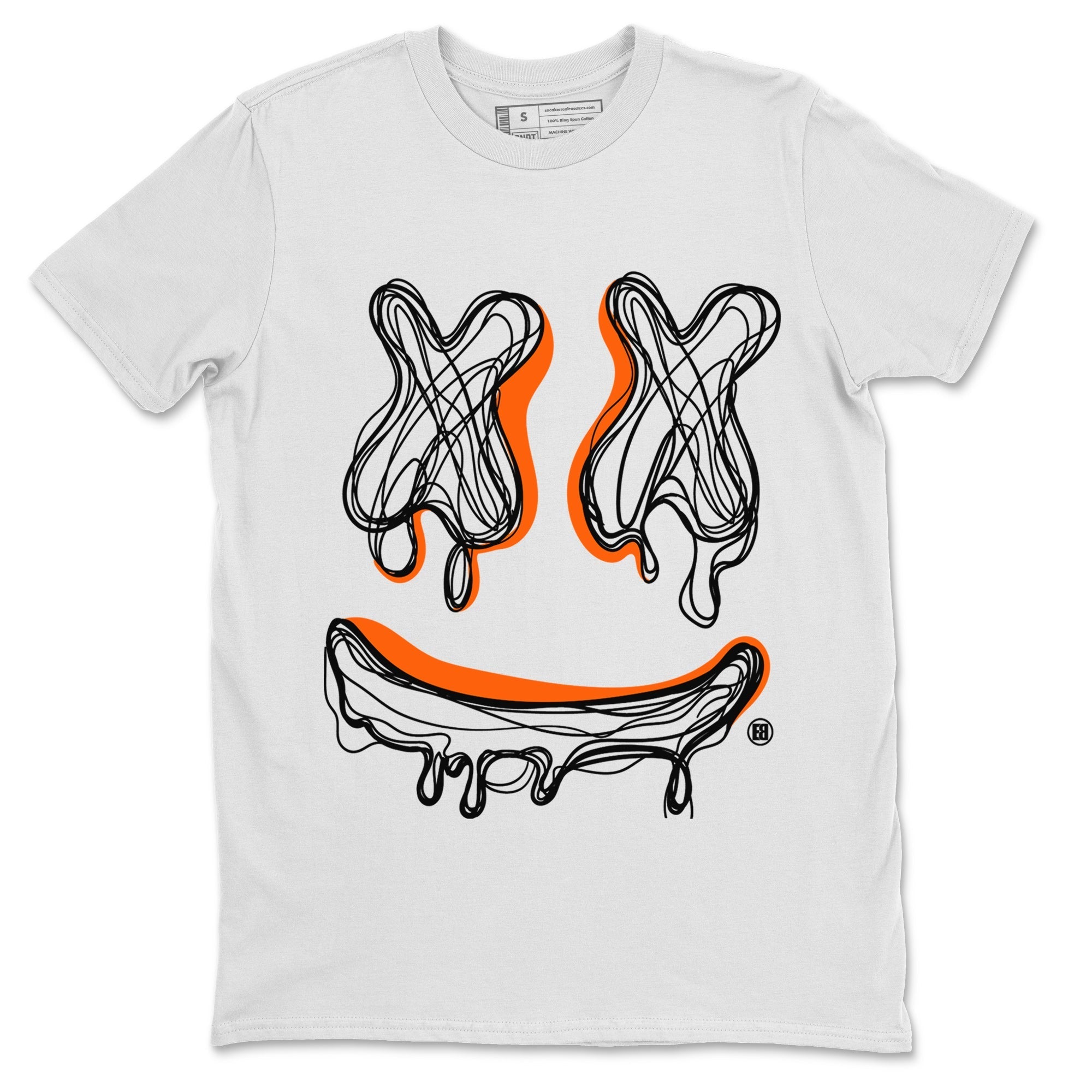 Air Jordan 12 Brilliant Orange Sneaker Match Tees Smiley Doodle Streetwear Sneaker Shirt 12s Brilliant Orange Shirts Unisex Shirts White 2