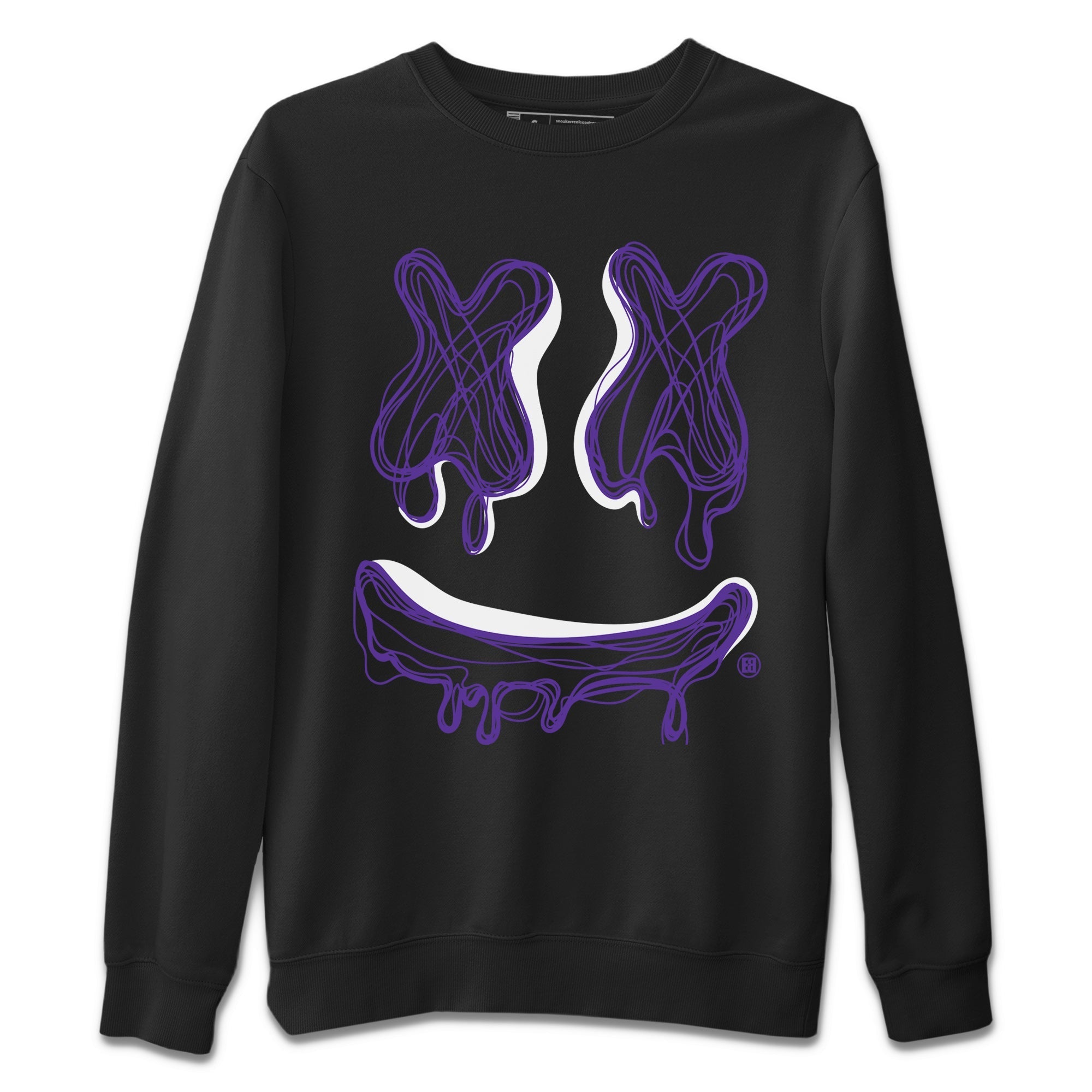 Air Jordan 12 Field Purple Sneaker Match Tees Smiley Doodle Sneaker Tees AJ12 Field Purple Sneaker Release Tees Unisex Shirts Black 2