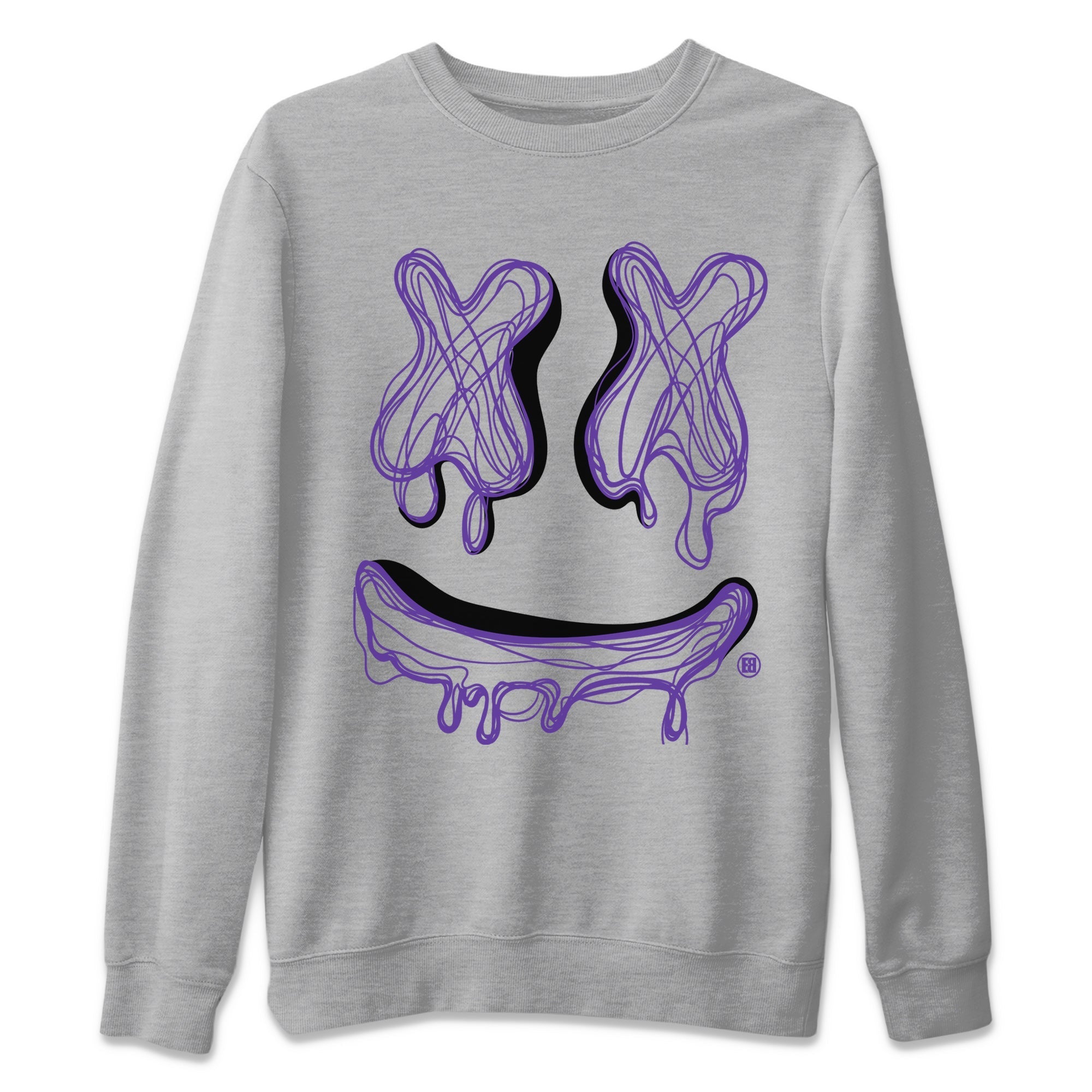 Air Jordan 12 Field Purple Sneaker Match Tees Smiley Doodle Sneaker Tees AJ12 Field Purple Sneaker Release Tees Unisex Shirts Heather Grey 2