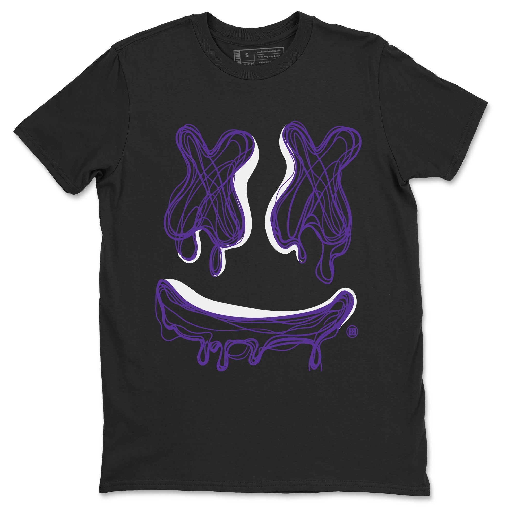 Air Jordan 12 Field Purple Sneaker Match Tees Smiley Doodle Sneaker Tees AJ12 Field Purple Sneaker Release Tees Unisex Shirts Black 2