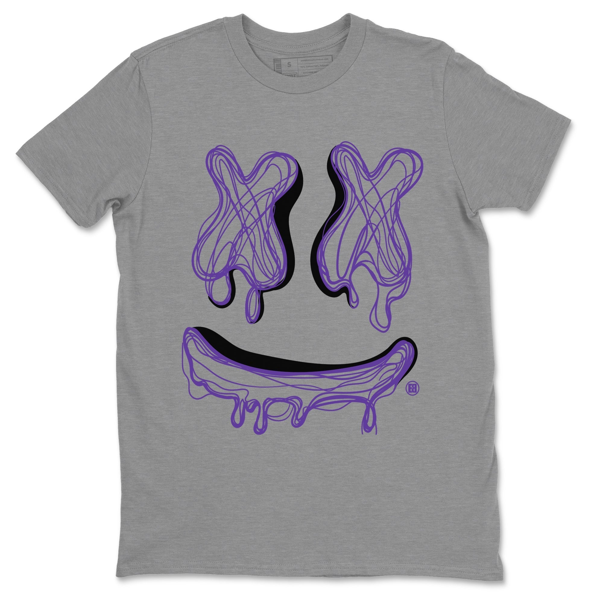 Air Jordan 12 Field Purple Sneaker Match Tees Smiley Doodle Sneaker Tees AJ12 Field Purple Sneaker Release Tees Unisex Shirts Heather Grey 1