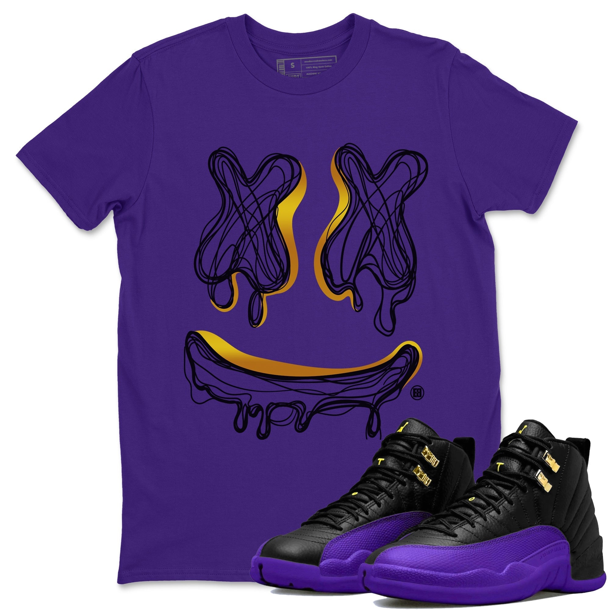 Air Jordan 12 Field Purple Sneaker Match Tees Smiley Doodle Sneaker Tees AJ12 Field Purple Sneaker Release Tees Unisex Shirts Purple 1