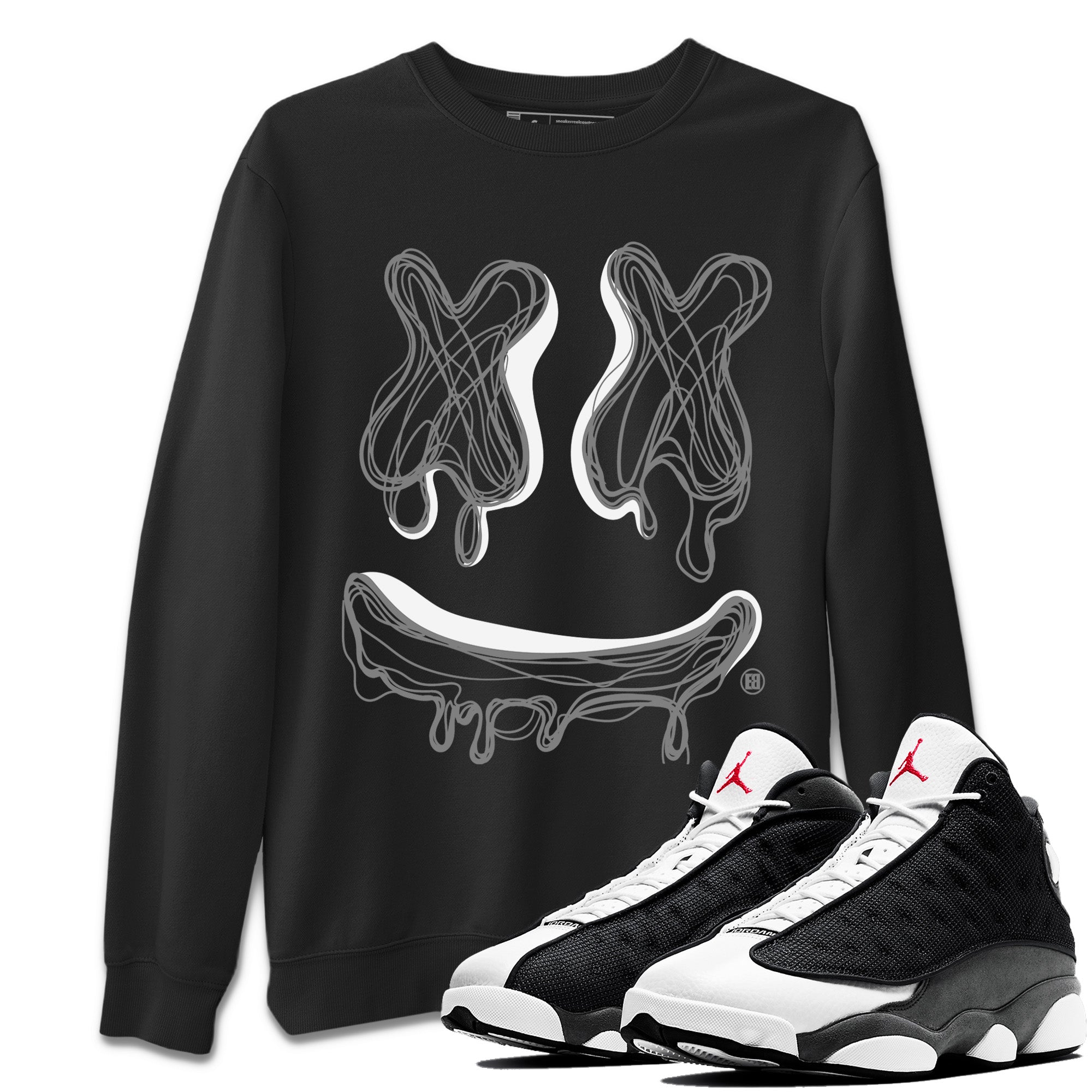 Air Jordan 13 Black Flint Sneaker Match Tees Smiley Doodle Streetwear Sneaker Shirt Air Jordan 13 Retro Black Flint Sneaker Release Tees Unisex Shirts Black 1
