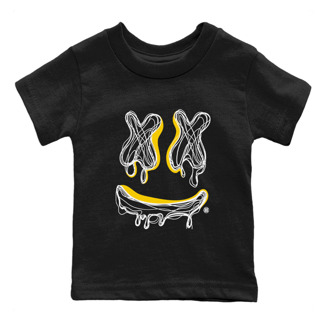 Air Jordan 4 Thunder Sneaker Match Tees Smiley Doodle Streetwear Sneaker Shirt Air Jordan 4 Retro Thunder Tee Kids Shirts Black 2