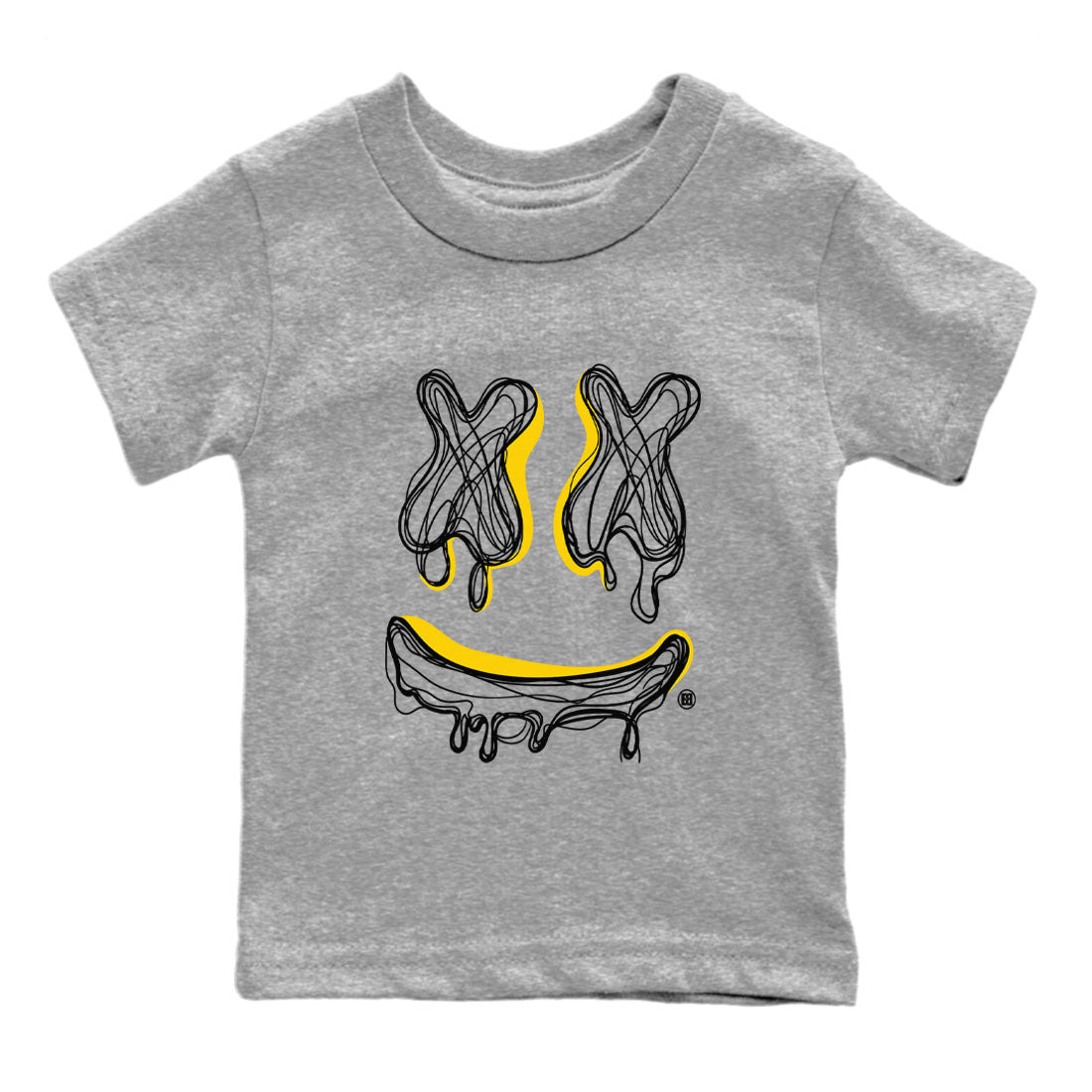 Air Jordan 4 Thunder Sneaker Match Tees Smiley Doodle Streetwear Sneaker Shirt Air Jordan 4 Retro Thunder Tee Kids Shirts Heather Grey 2