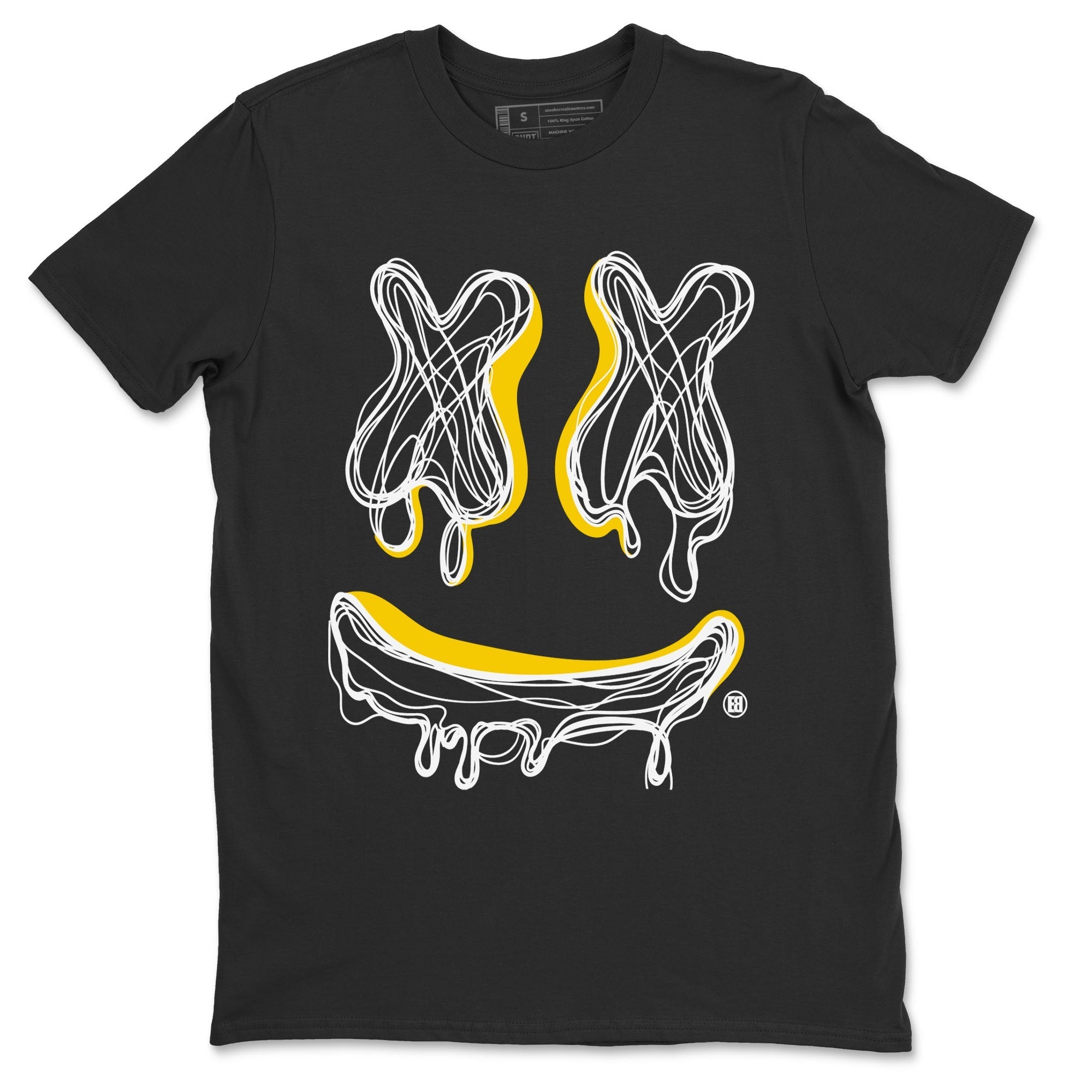 Air Jordan 4 Thunder Sneaker Match Tees Smiley Doodle Streetwear Sneaker Shirt Air Jordan 4 Retro Thunder Tee Unisex Shirts Black 2