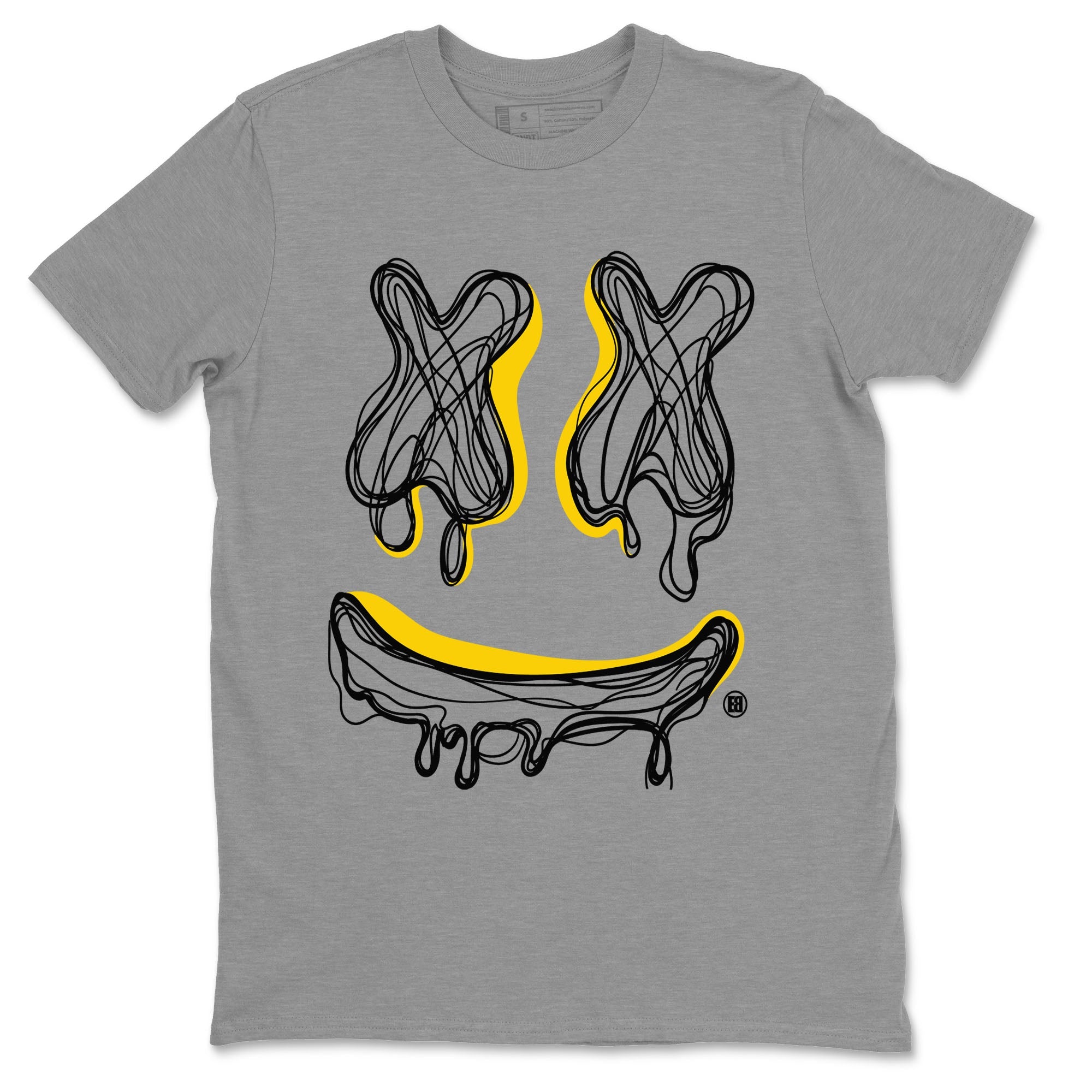 Air Jordan 4 Thunder Sneaker Match Tees Smiley Doodle Streetwear Sneaker Shirt Air Jordan 4 Retro Thunder Tee Unisex Shirts Heather Grey 2
