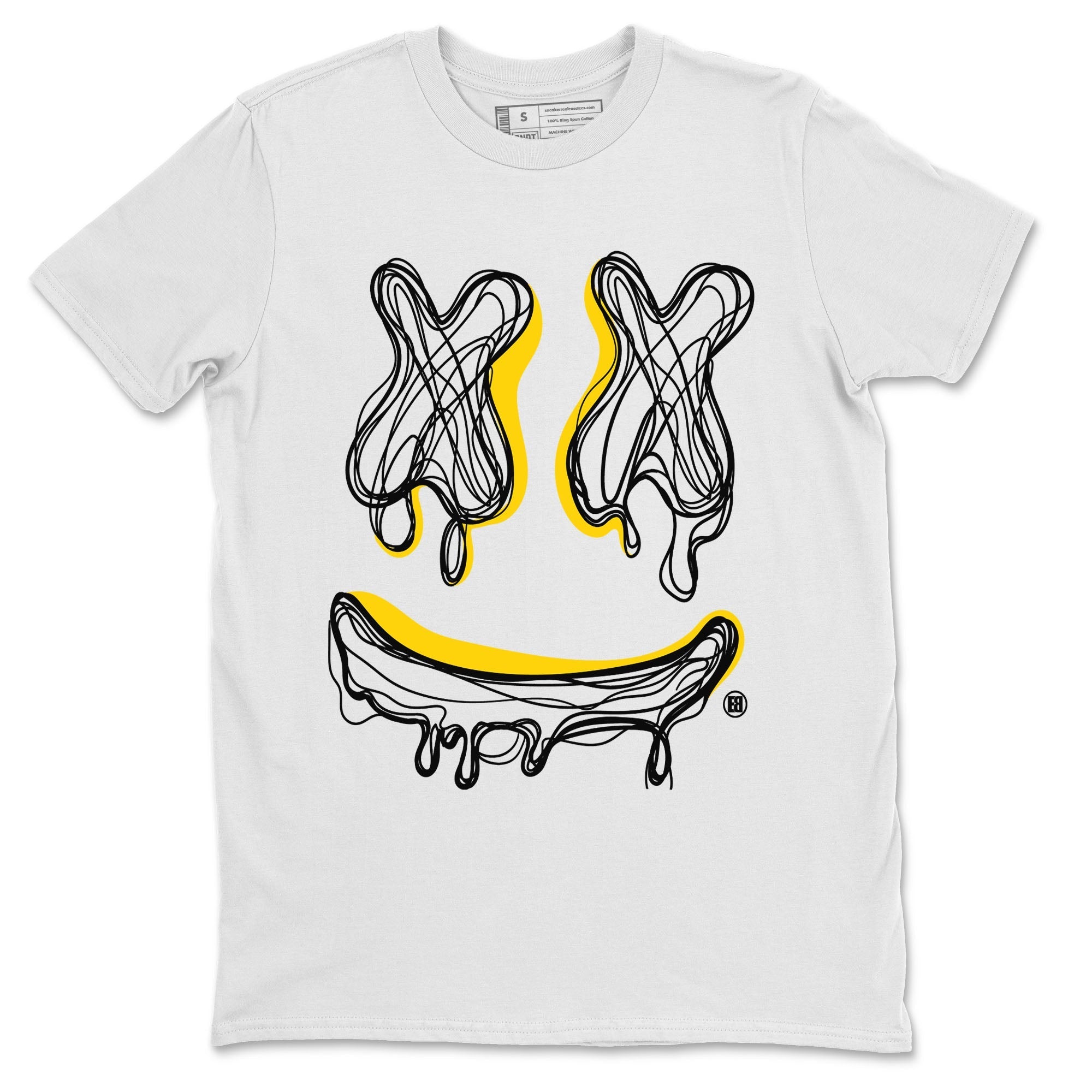 Air Jordan 4 Thunder Sneaker Match Tees Smiley Doodle Streetwear Sneaker Shirt Air Jordan 4 Retro Thunder Tee Unisex Shirts White 2