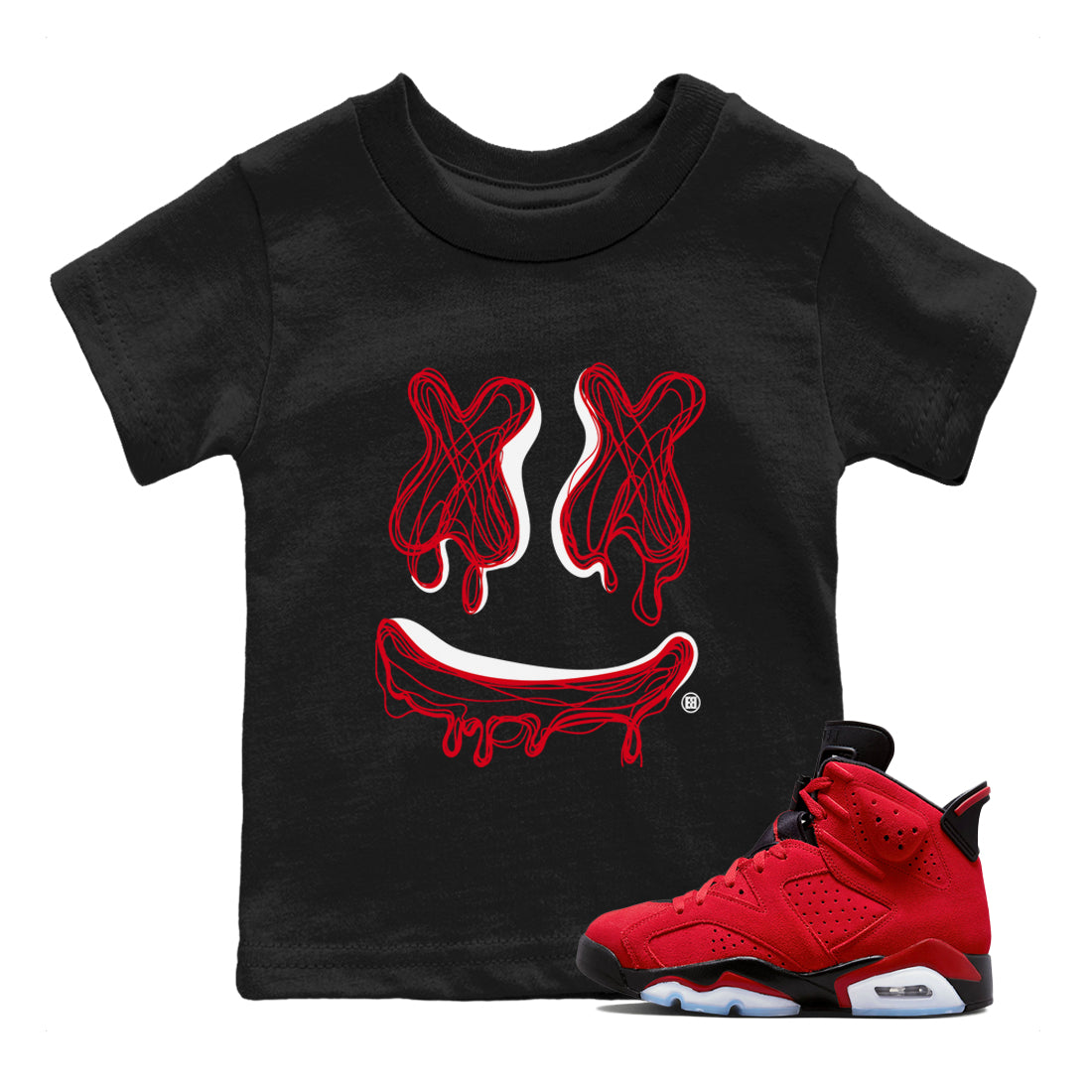 Air Jordan 6 Toro Bravo Sneaker Match Tees Smiley Doodle Streetwear Sneaker Shirt Air Jordan 6 Toro Tees Kids Shirts Black 1
