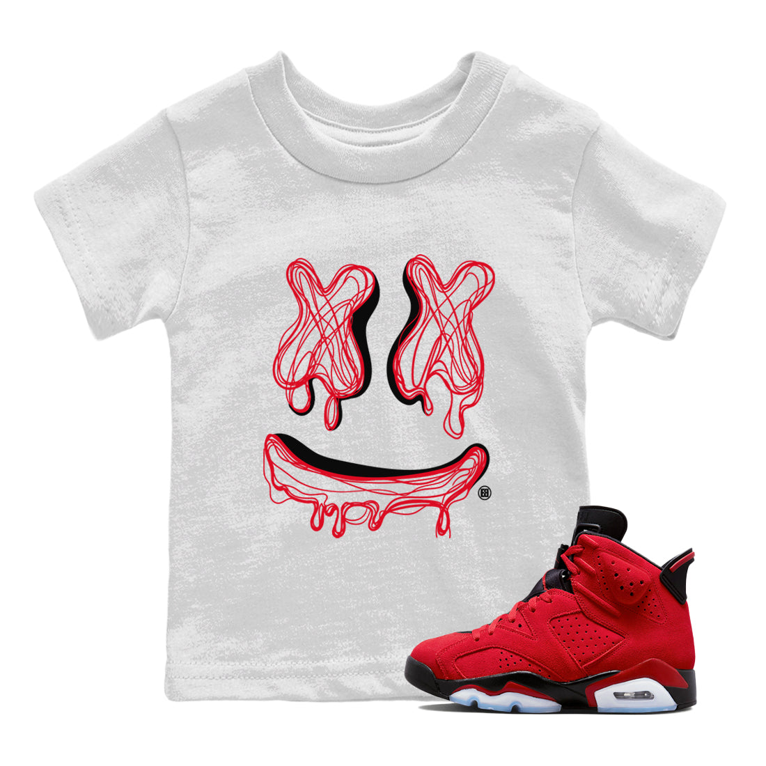 Air Jordan 6 Toro Bravo Sneaker Match Tees Smiley Doodle Streetwear Sneaker Shirt Air Jordan 6 Toro Tees Kids Shirts White 1