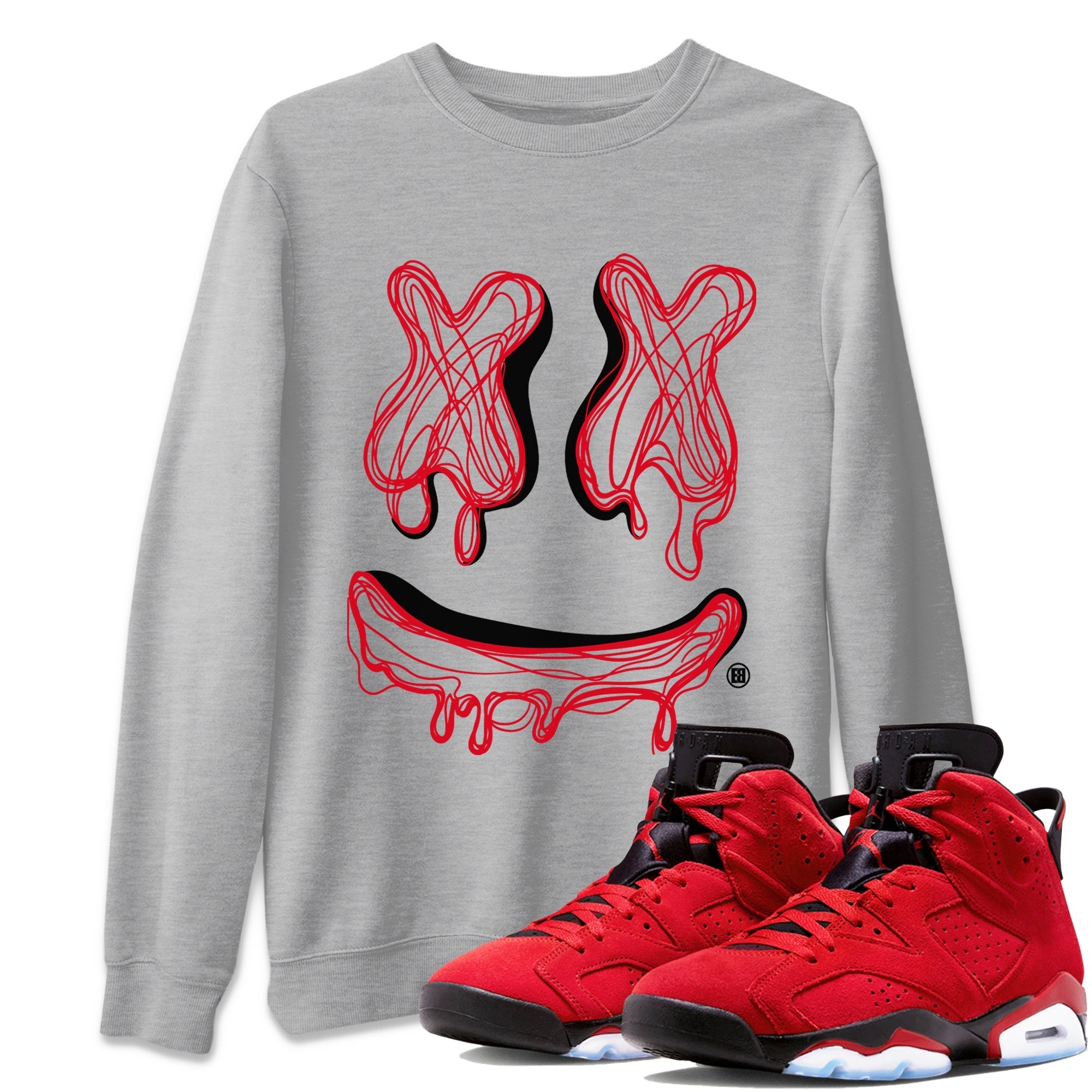 Air Jordan 6 Toro Bravo Sneaker Match Tees Smiley Doodle Streetwear Sneaker Shirt Air Jordan 6 Toro Tees Unisex Shirts Heather Grey 1