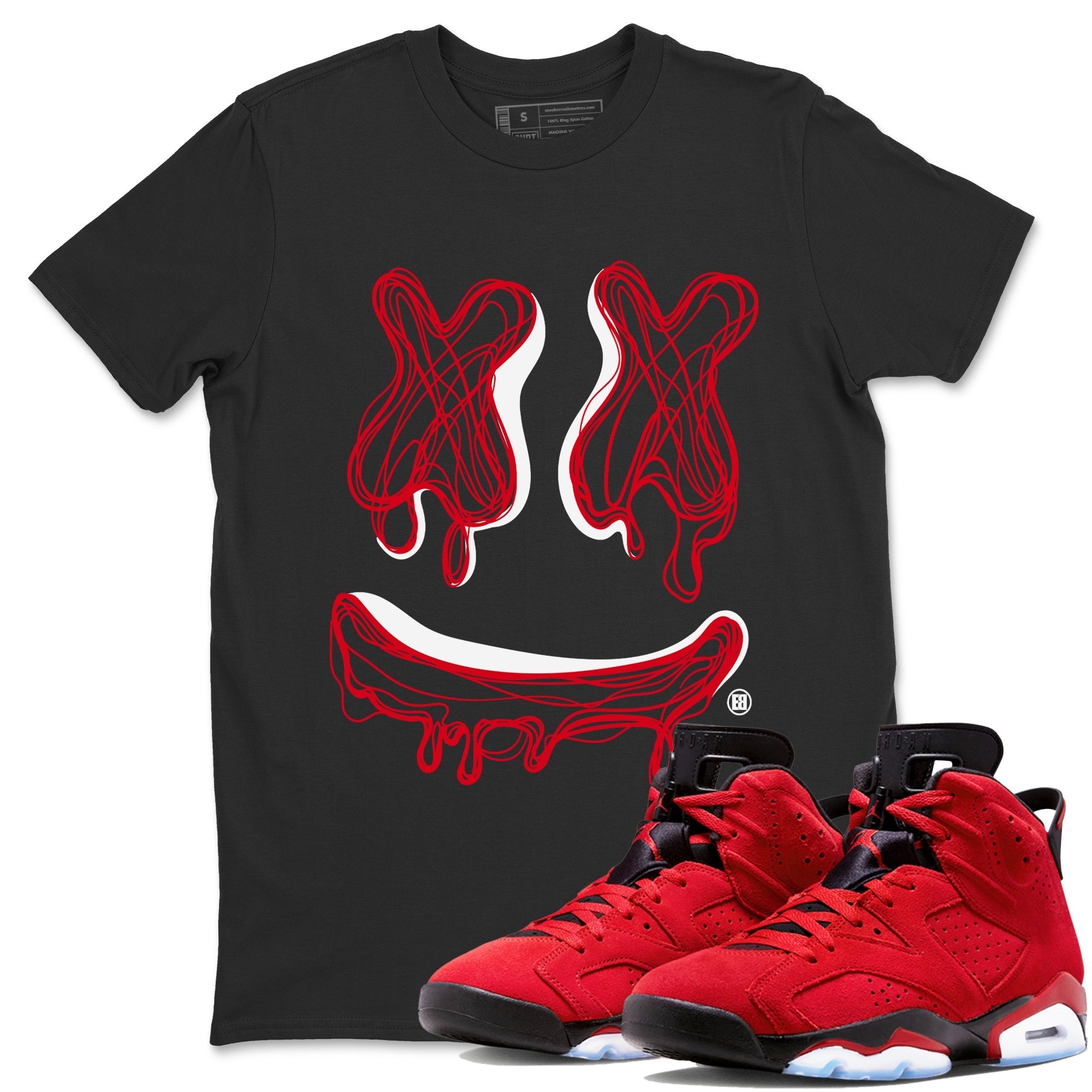 Air Jordan 6 Toro Bravo Sneaker Match Tees Smiley Doodle Streetwear Sneaker Shirt Air Jordan 6 Toro Tees Unisex Shirts Black 1