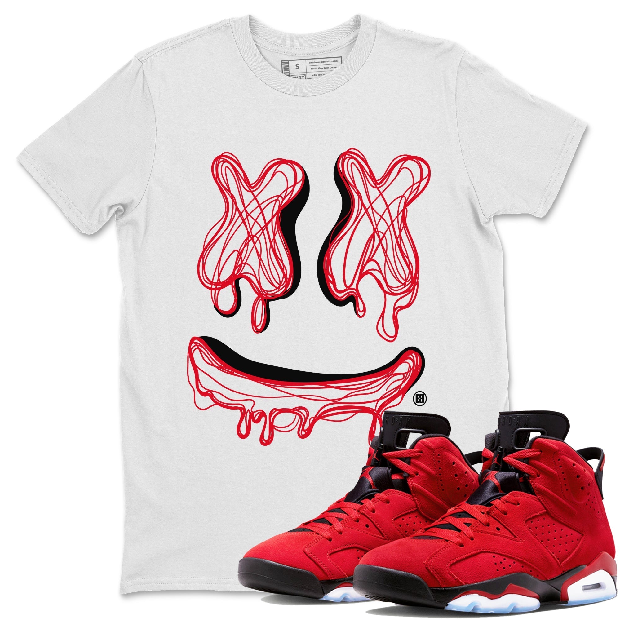 Air Jordan 6 Toro Bravo Sneaker Match Tees Smiley Doodle Streetwear Sneaker Shirt Air Jordan 6 Toro Tees Unisex Shirts White 1