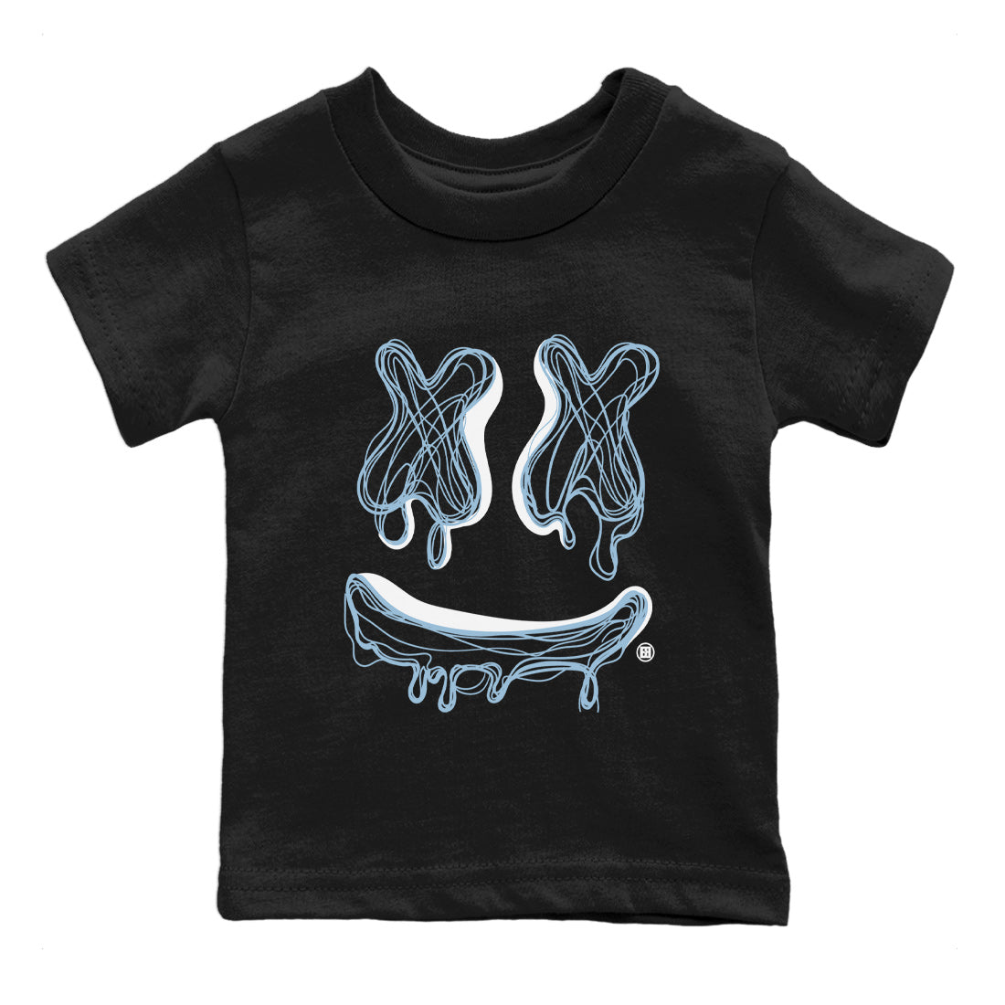 Air Jordan 7 Chambray Sneaker Match Tees Smiley Doodle Streetwear Sneaker Shirt AJ7 Chambray Drip Gear Zone Sneaker Matching Clothing Kids Shirts Black 2