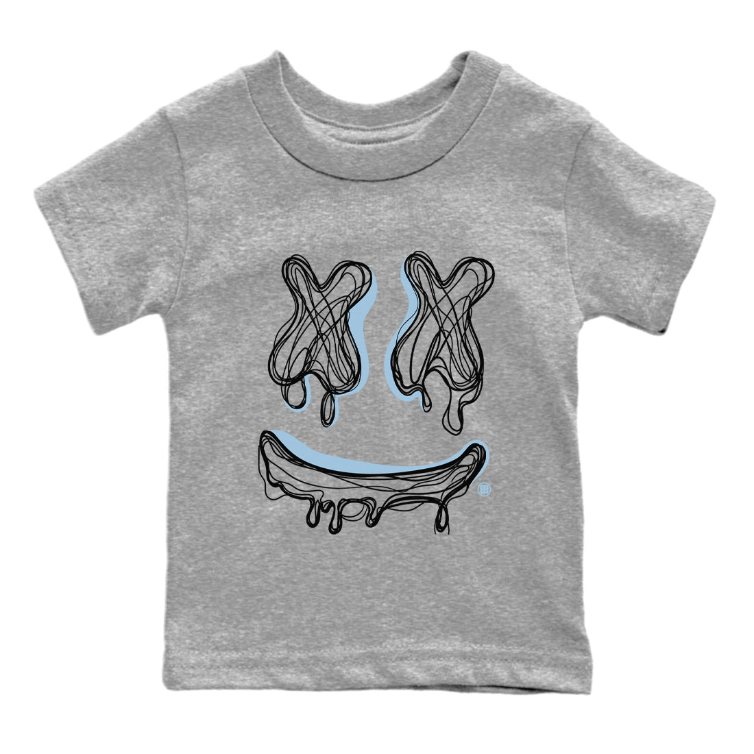 Air Jordan 7 Chambray Sneaker Match Tees Smiley Doodle Streetwear Sneaker Shirt AJ7 Chambray Drip Gear Zone Sneaker Matching Clothing Kids Shirts Heather Grey 2
