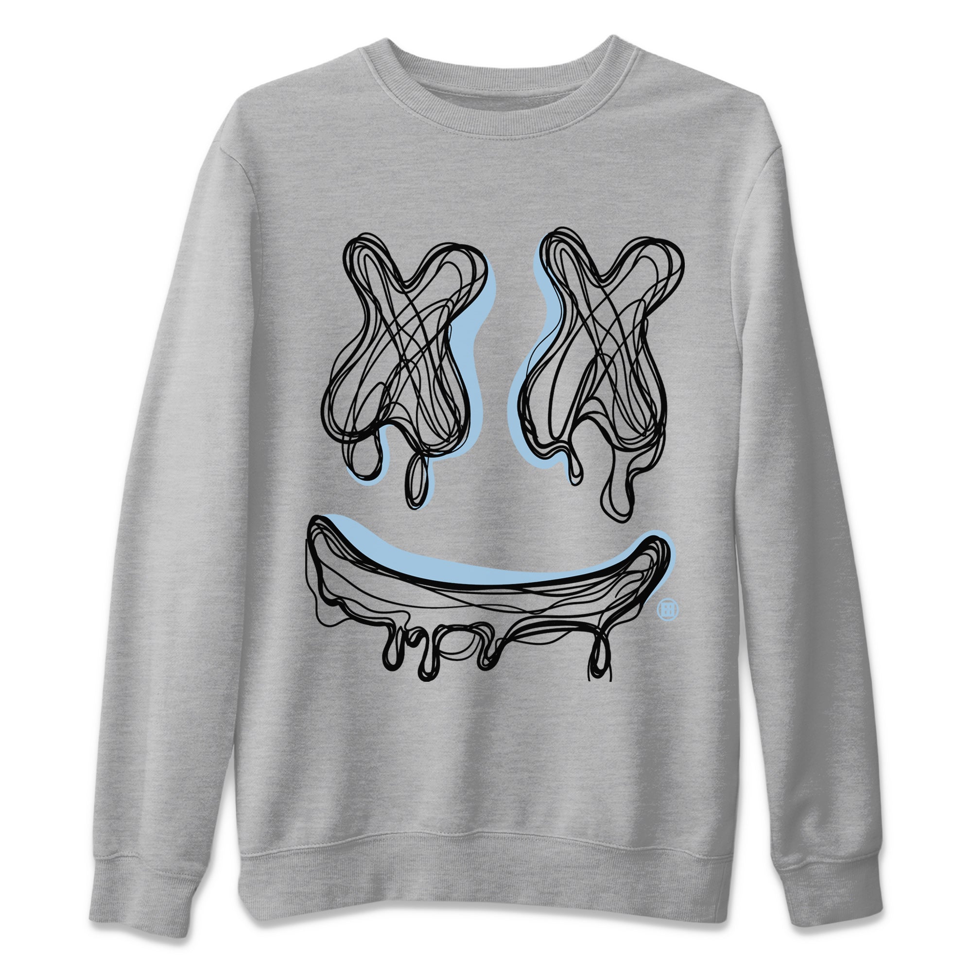 Air Jordan 7 Chambray Sneaker Match Tees Smiley Doodle Streetwear Sneaker Shirt AJ7 Chambray Drip Gear Zone Sneaker Matching Clothing Unisex Shirts Heather Grey 2