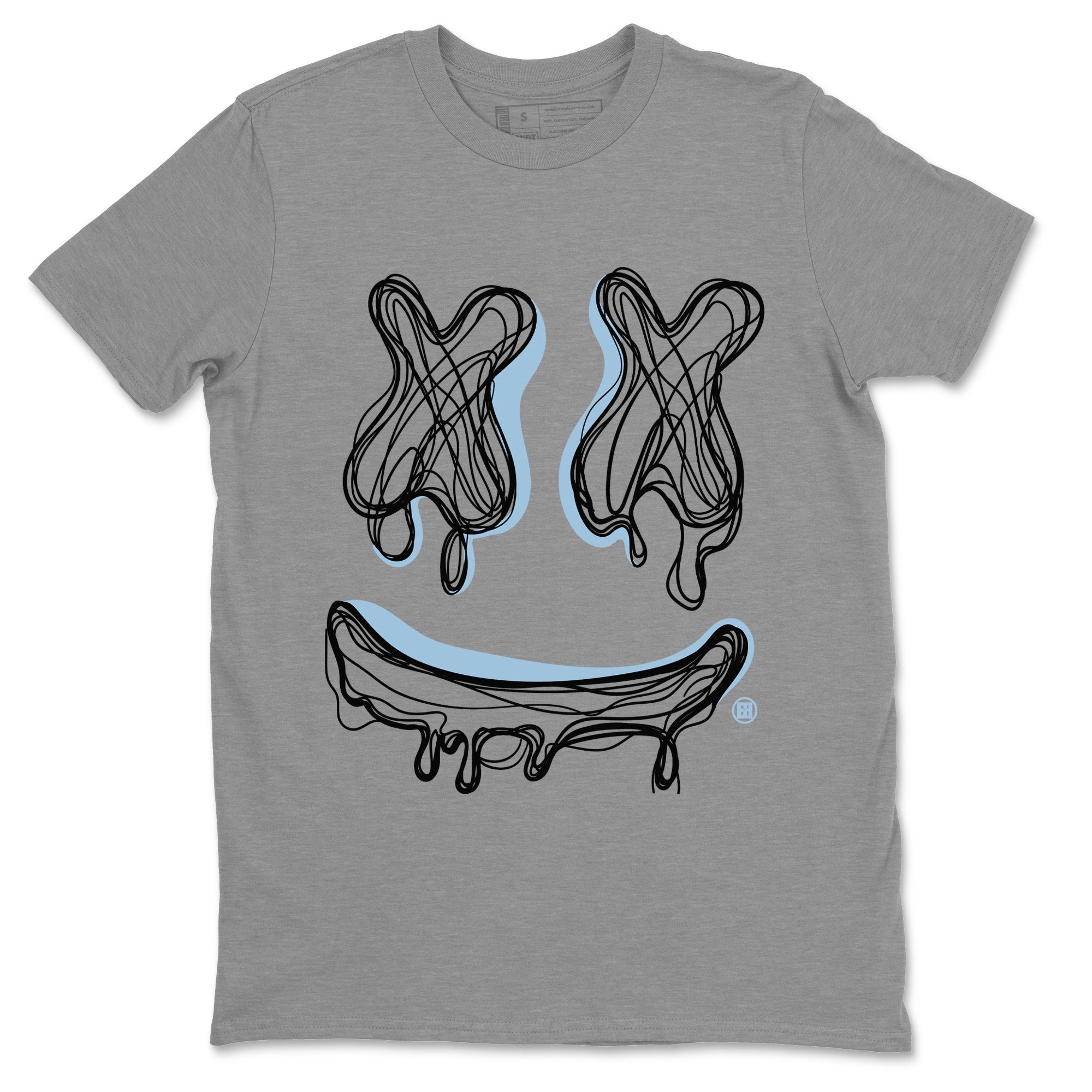 Air Jordan 7 Chambray Sneaker Match Tees Smiley Doodle Streetwear Sneaker Shirt AJ7 Chambray Drip Gear Zone Sneaker Matching Clothing Unisex Shirts Heather Grey 2