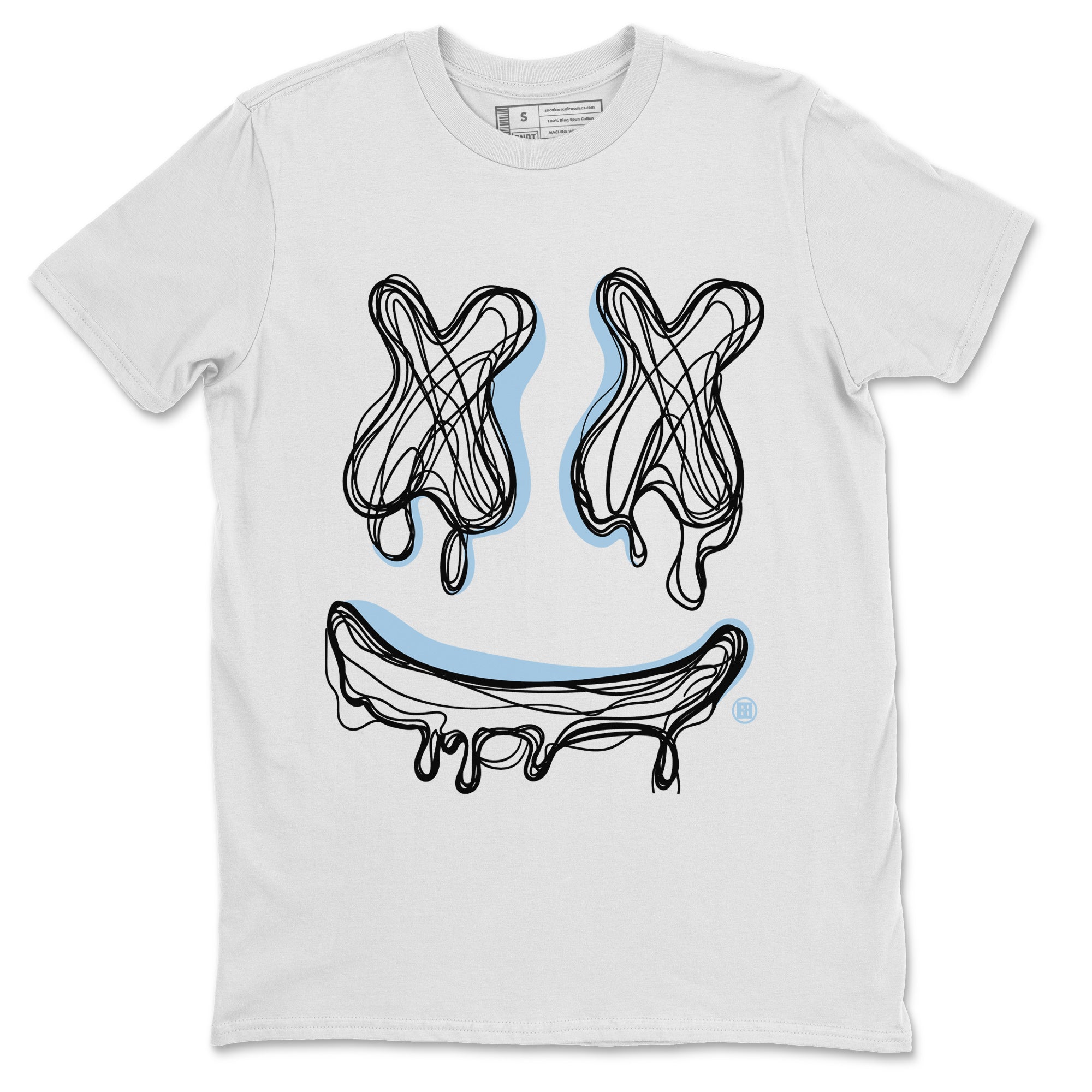Air Jordan 7 Chambray Sneaker Match Tees Smiley Doodle Streetwear Sneaker Shirt AJ7 Chambray Drip Gear Zone Sneaker Matching Clothing Unisex Shirts White 2