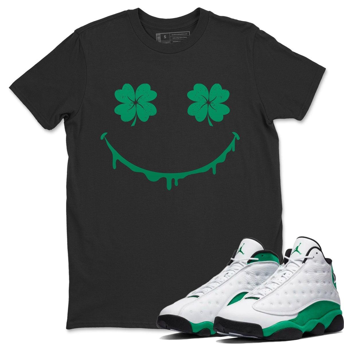Jordan 13 Lucky Green Shirt To Match Jordans Smiley Face Sneaker Tees Jordan 13 Lucky Green Drip Gear Zone Sneaker Matching Clothing Unisex Shirts