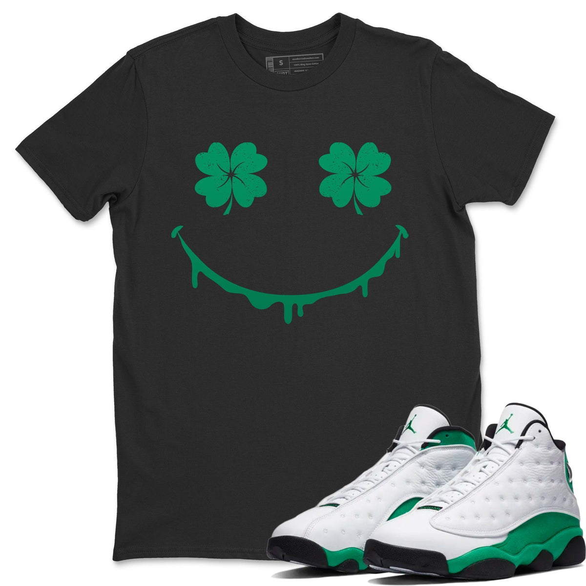 Jordan 13 Lucky Green Shirt To Match Jordans Smiley Face Sneaker Tees Jordan 13 Lucky Green Drip Gear Zone Sneaker Matching Clothing Unisex Shirts