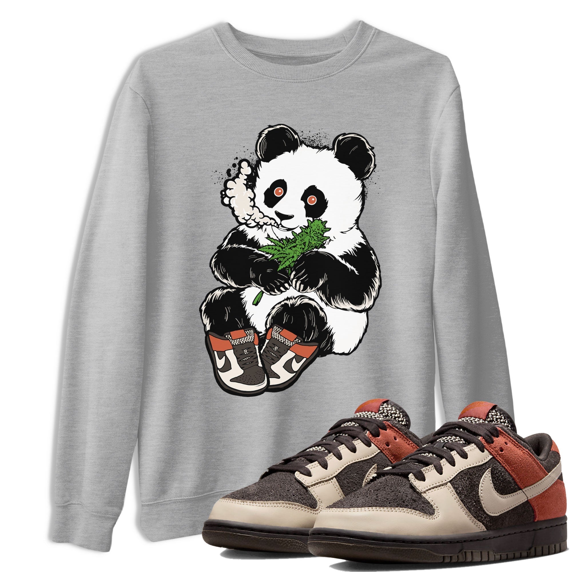 Nike Dunk Low Red Panda shirt to match jordans Smoking Panda sneaker tees Dunk Red Panda Drip Gear Zone Sneaker T-Shirts Crew Neck Casual Fit Heather Grey 1 T-Shirt