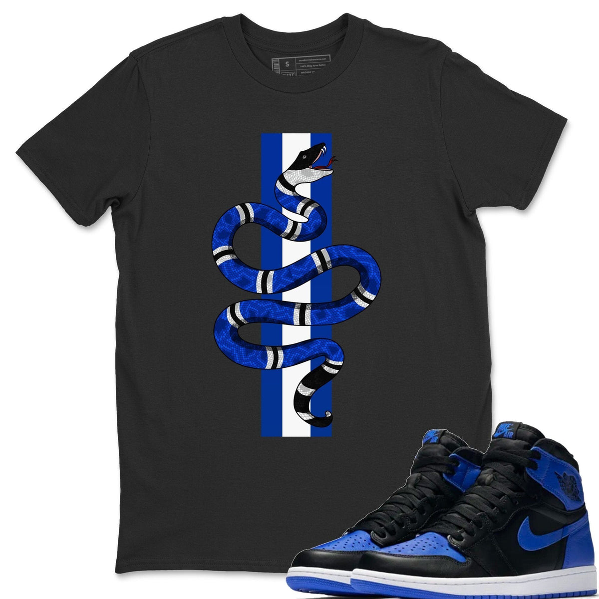 Jordan 1 Royal Black Shirt To Match Jordans Snake Sneaker Tees Jordan 1 Royal Black Drip Gear Zone Sneaker Matching Clothing Unisex Shirts