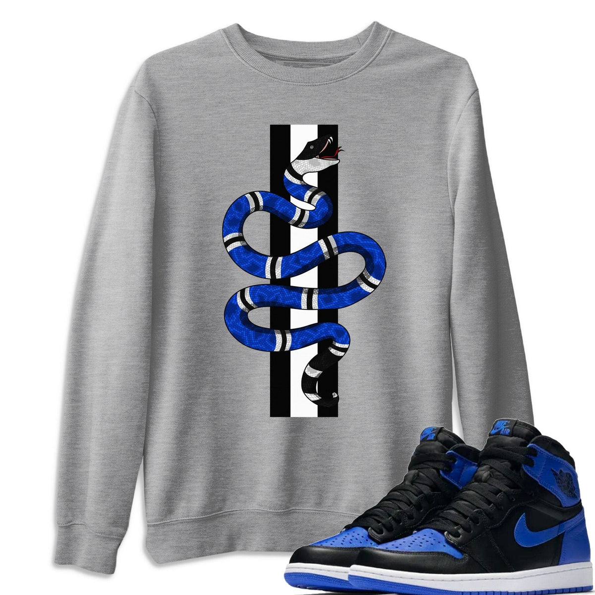 Jordan 1 Royal Black Shirt To Match Jordans Snake Sneaker Tees Jordan 1 Royal Black Drip Gear Zone Sneaker Matching Clothing Unisex Shirts