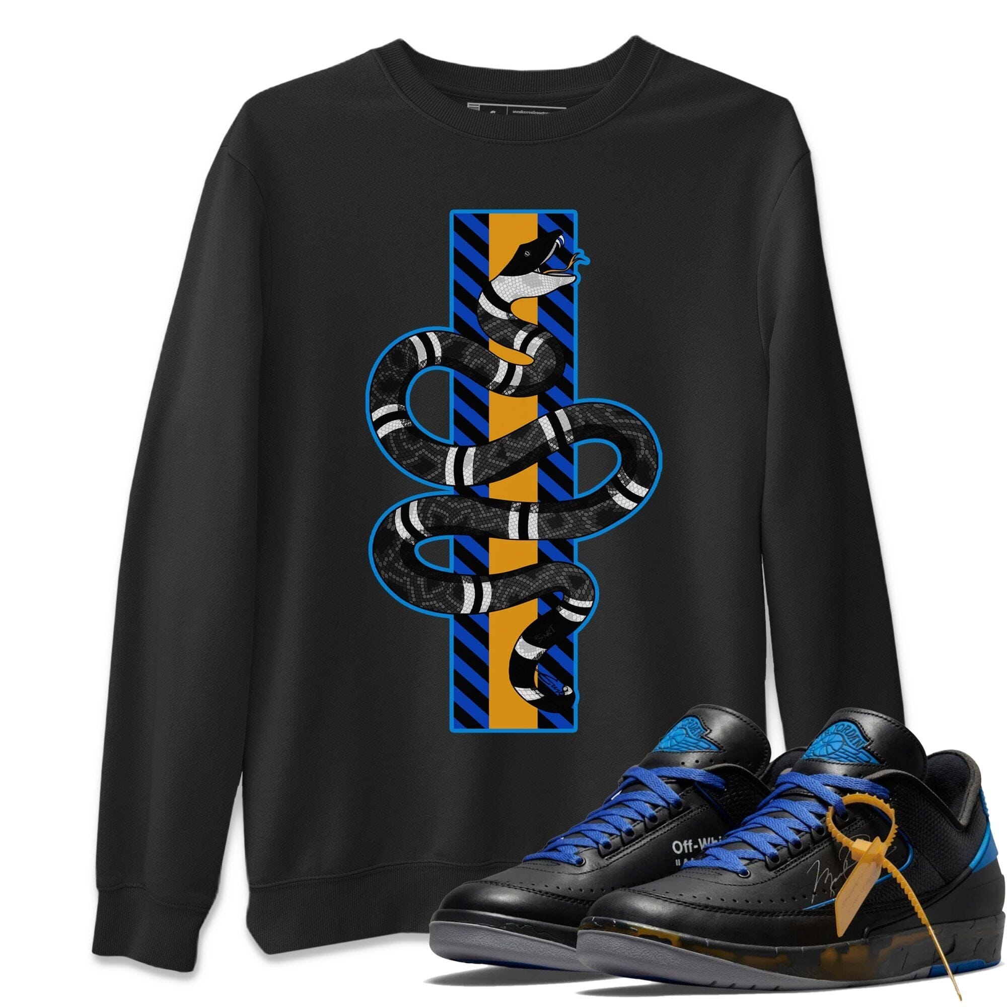 Jordan 2 OFF-WHITE Black Blue Shirt To Match Jordans Snake Sneaker Tees Jordan 2 OFF-WHITE Black Blue Drip Gear Zone Sneaker Matching Clothing Unisex Shirts