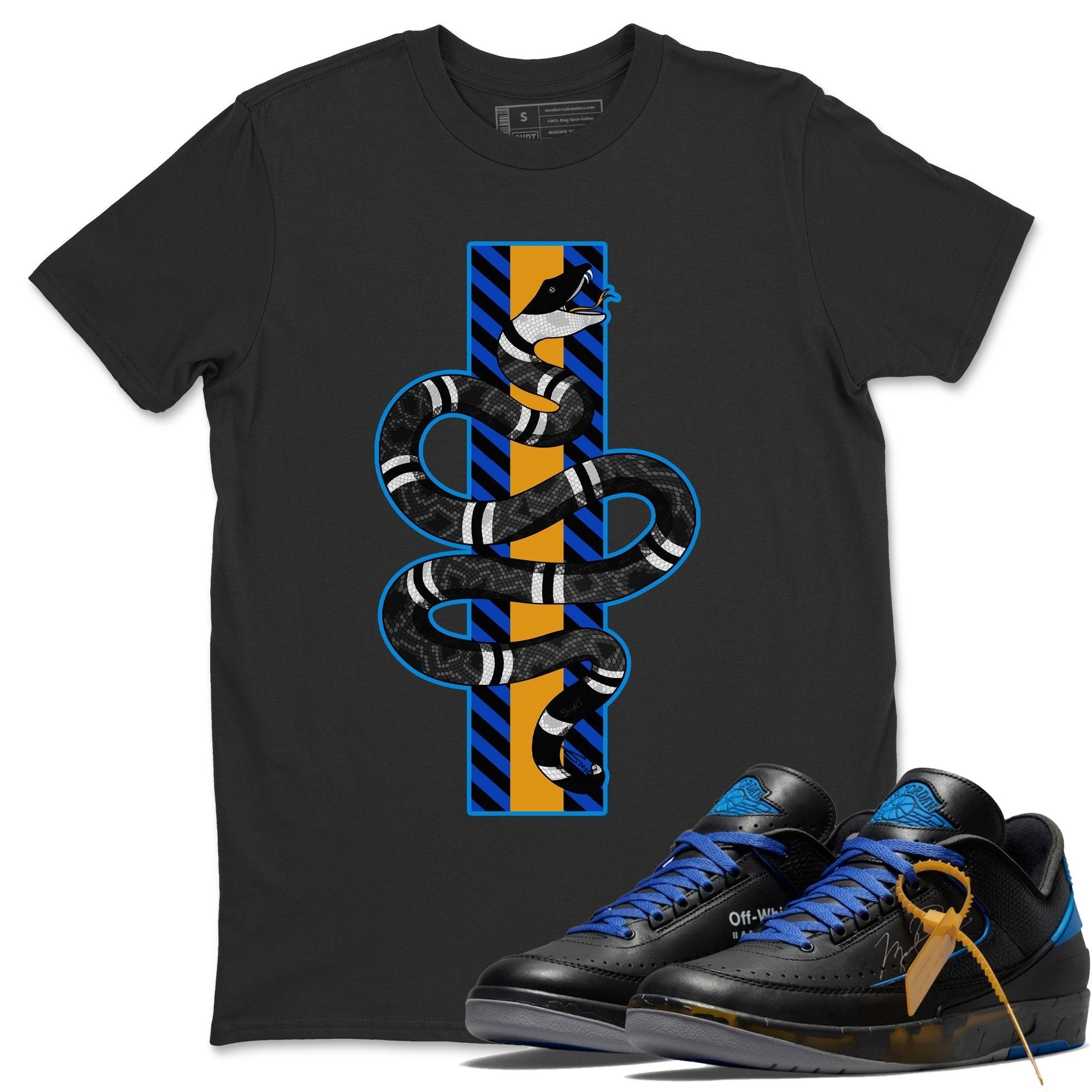 Jordan 2 OFF-WHITE Black Blue Shirt To Match Jordans Snake Sneaker Tees Jordan 2 OFF-WHITE Black Blue Drip Gear Zone Sneaker Matching Clothing Unisex Shirts