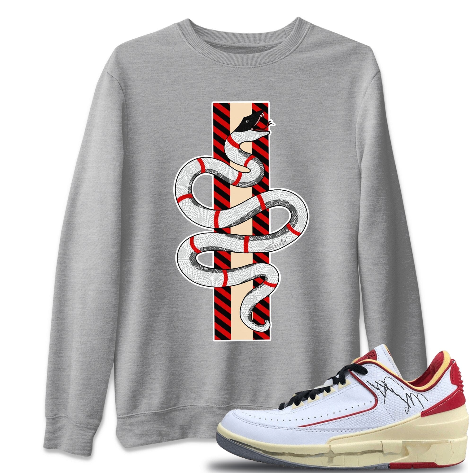 Jordan 2 OFF-WHITE Varsity Red Shirt To Match Jordans Snake Sneaker Tees Jordan 2 OFF-WHITE Varsity Red Drip Gear Zone Sneaker Matching Clothing Unisex Shirts