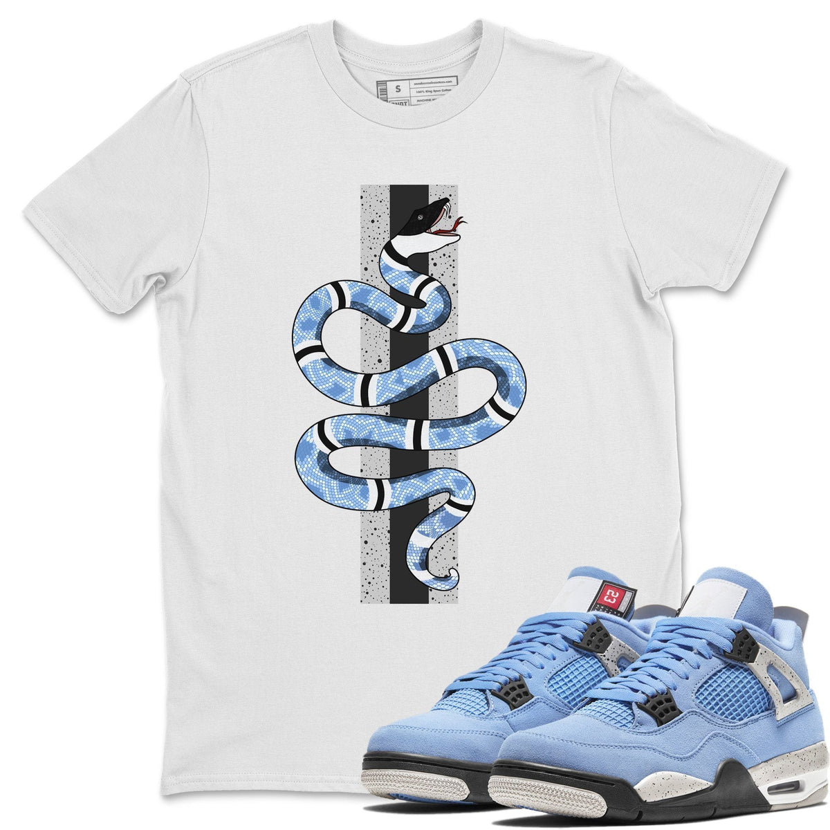 Jordan 4 University Blue Shirt To Match Jordans Snake Sneaker Tees Jordan 4 University Blue Drip Gear Zone Sneaker Matching Clothing Unisex Shirts