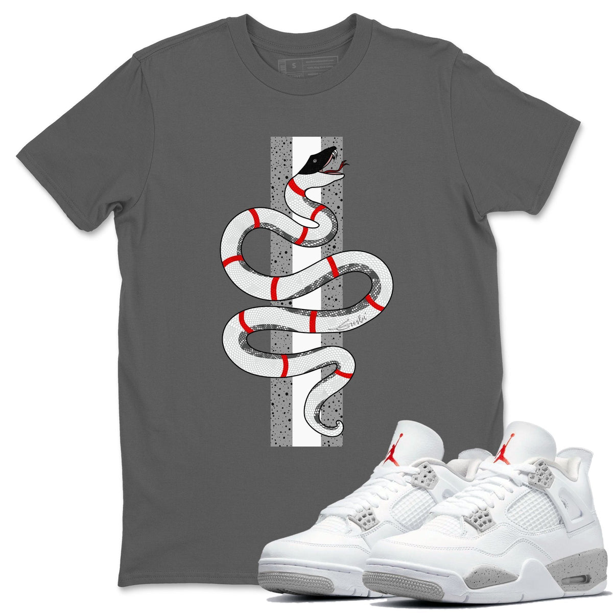 Jordan 4 Tech Grey Shirt To Match Jordans Snake Sneaker Tees Jordan 4 Tech Grey Drip Gear Zone Sneaker Matching Clothing Unisex Shirts