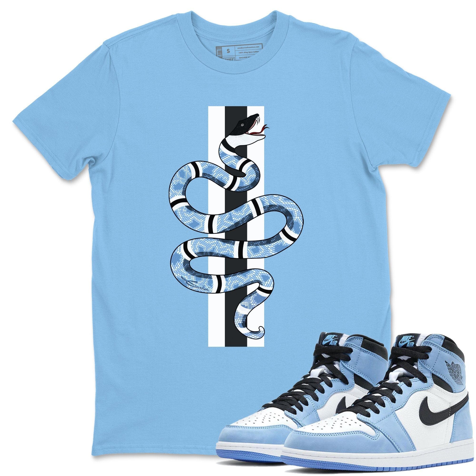 Jordan 1 University Blue Shirt To Match Jordans Snake Sneaker Tees Jordan 1 University Blue Drip Gear Zone Sneaker Matching Clothing Unisex Shirts