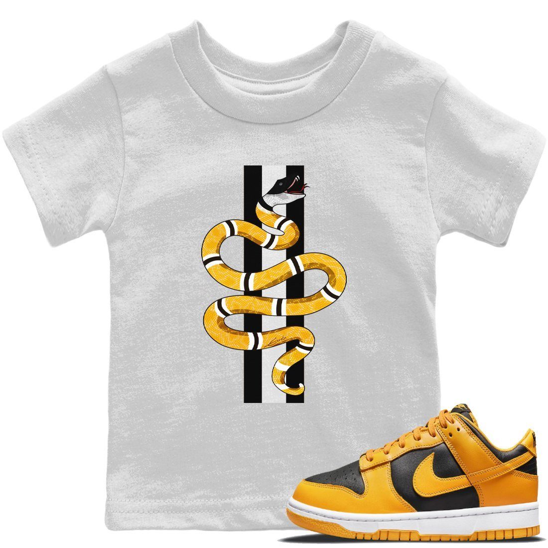Dunk Championship Goldenrod Sneaker Match Tees Snake Sneaker Tees Dunk Championship Goldenrod Jordan to match sneaker T-Shirt Kids Shirts