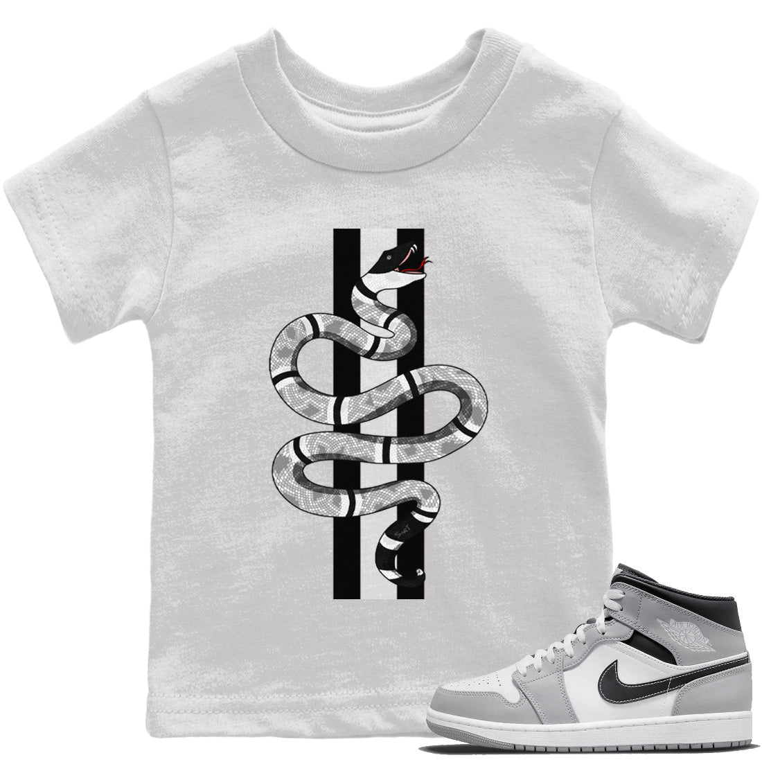 Jordan 1 Light Smoke Grey Sneaker Matching T-Shirt Snake Sneaker Tees Jordan 1 Light Smoke Grey Sneaker Release Tees Kids Shirts