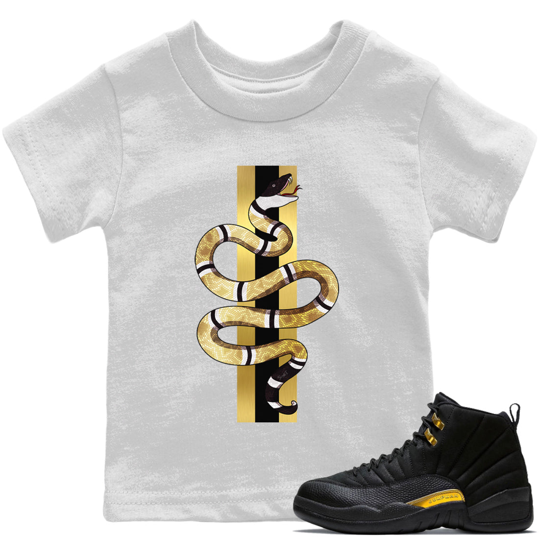 Jordan 12 Black Taxi Sneaker Matching T-Shirt Snake Sneaker Tees Jordan 12 Black Taxi Sneaker Release Tees Kids Shirts