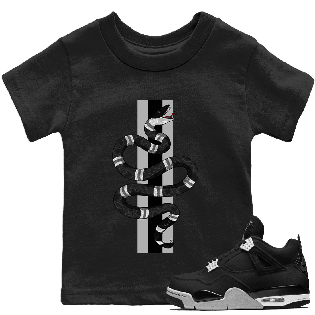 Jordan 4 Black Canvas Sneaker Matching T-Shirt Snake Sneaker Tees Jordan 4 Black Canvas Sneaker Release Tees Kids Shirts