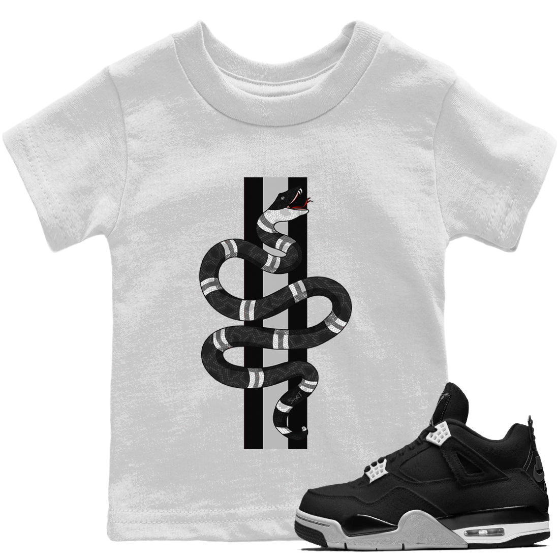 Jordan 4 Black Canvas Sneaker Matching T-Shirt Snake Sneaker Tees Jordan 4 Black Canvas Sneaker Release Tees Kids Shirts