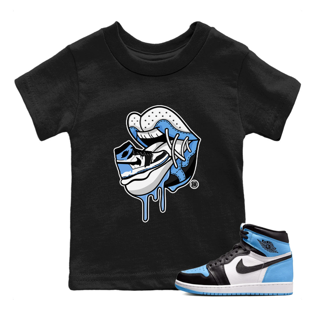 Air Jordan 1 Retro High OG UNC Toe Shirt to match Jordans Sneaker Addiction 2 Streetwear Sneaker Shirt Air Jordan 1 High OG UNC Toe Tees Kids and Baby Tees Black 1