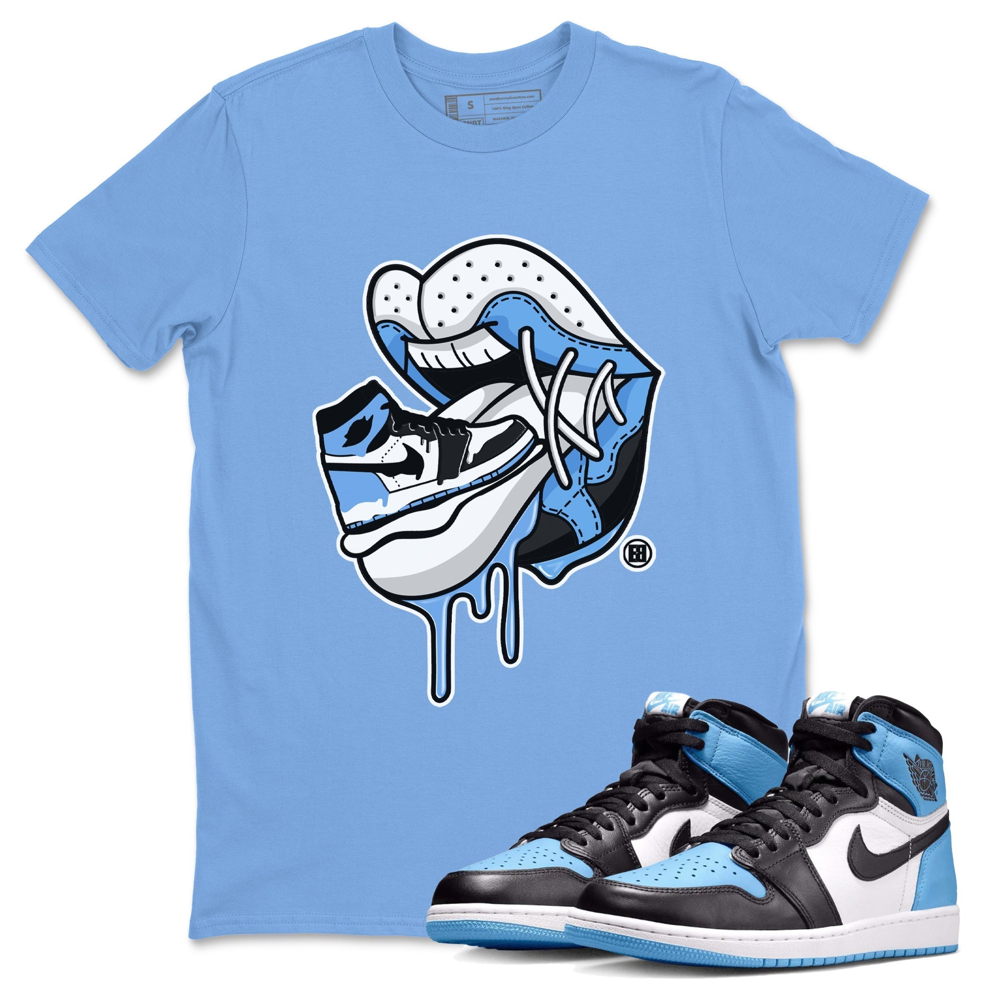 Air Jordan 1 Retro High OG UNC Toe Shirt to match Jordans Sneaker Addiction 2 Streetwear Sneaker Shirt Air Jordan 1 High OG UNC Toe Tees Crew Neck T-Shirts Carolina Blue 1