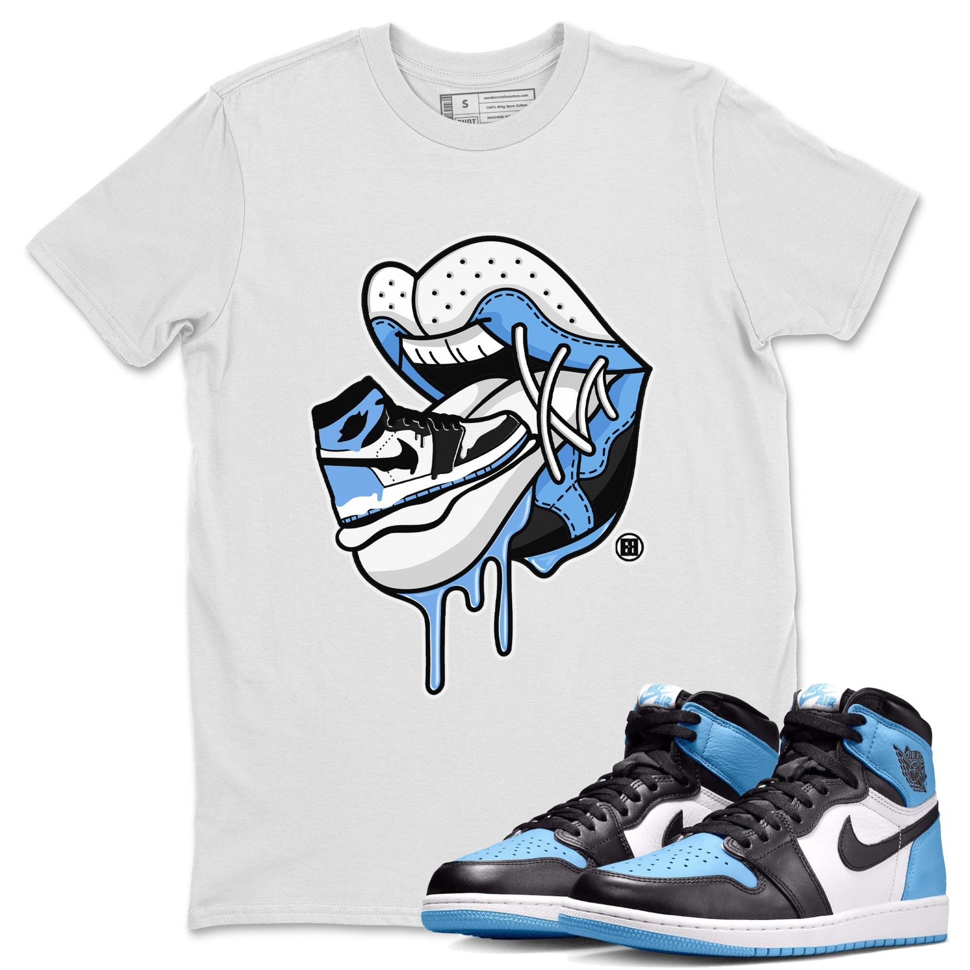 Air Jordan 1 Retro High OG UNC Toe Shirt to match Jordans Sneaker Addiction 2 Streetwear Sneaker Shirt Air Jordan 1 High OG UNC Toe Tees Crew Neck T-Shirts White 1