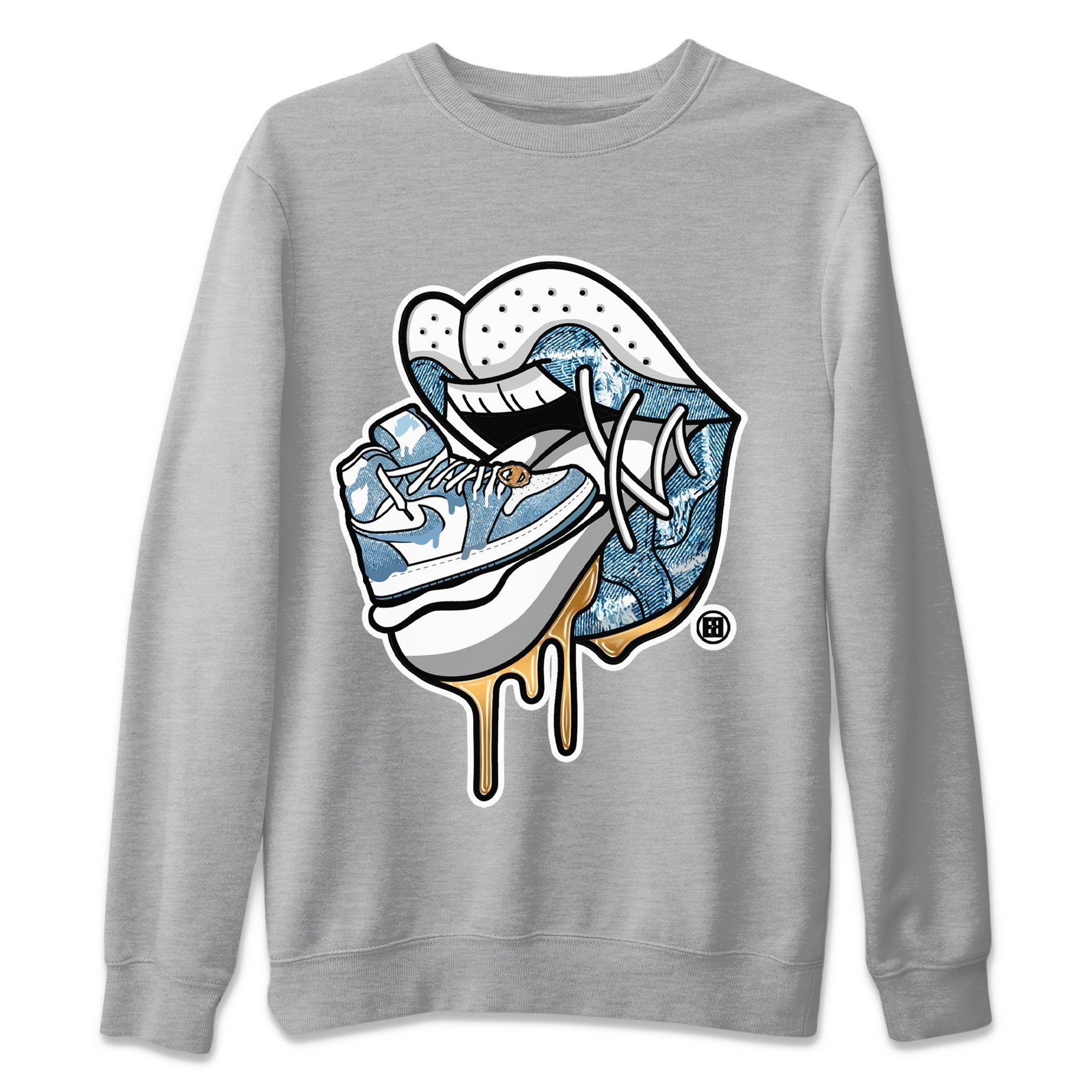 Jordan 1 Denim Sneaker Matching T-Shirt Sneaker Addiction 2 Sneaker Tees Jordan 1 Denim Sneaker Release Tees Crew Neck Tees