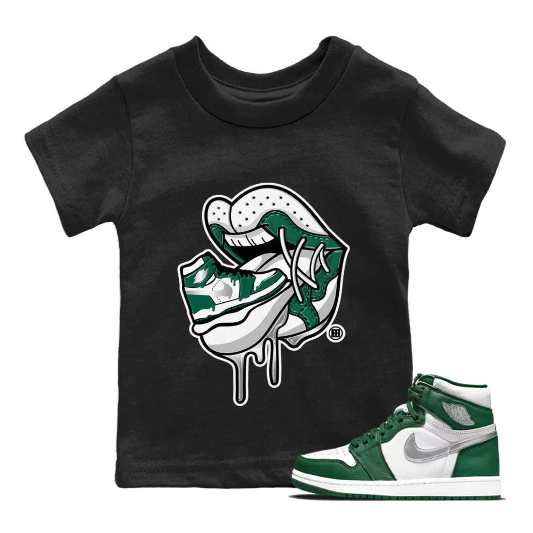 Jordan 1 Gorge Green Sneaker Matching T-Shirt Sneaker Addiction 2 Sneaker Tees Jordan 1 Gorge Green Sneaker Release Tees Kids Shirts